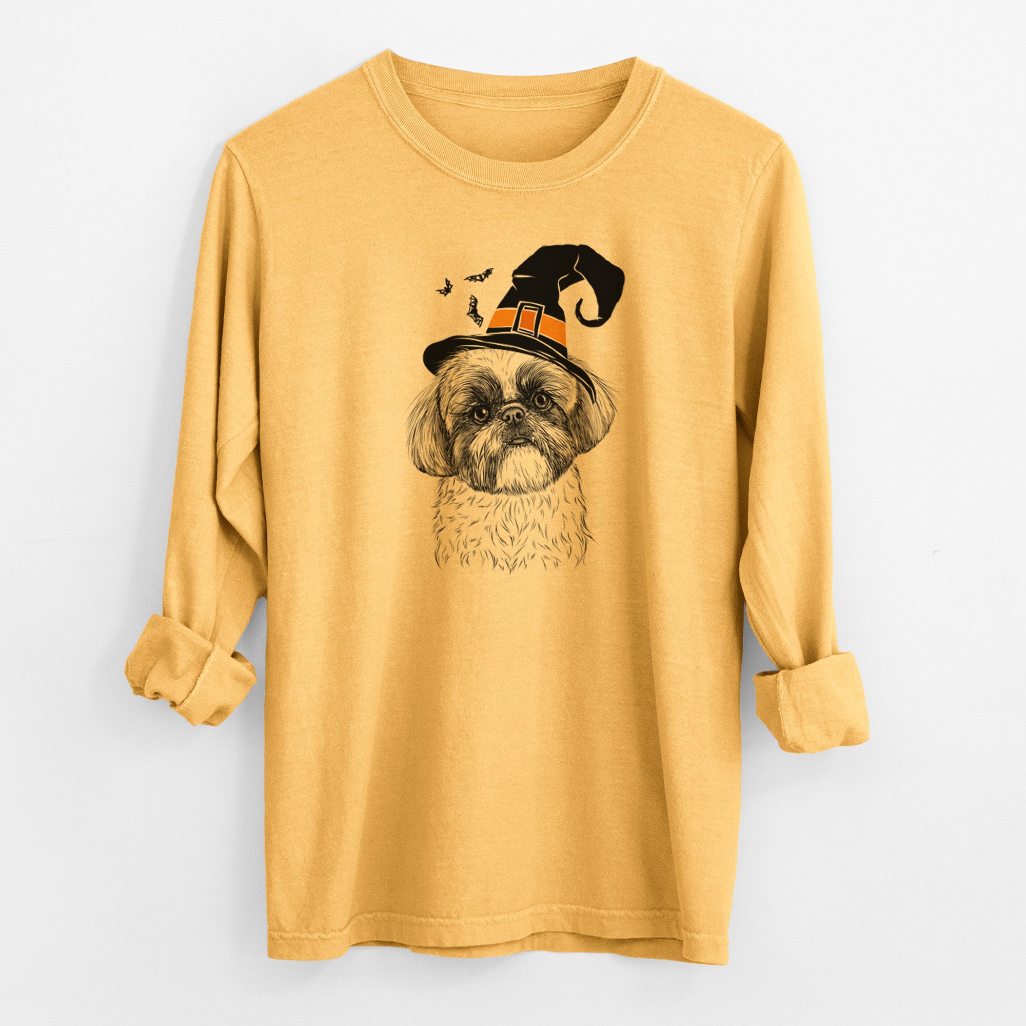 Witch Simon the Shih Tzu - Men's Heavyweight 100% Cotton Long Sleeve