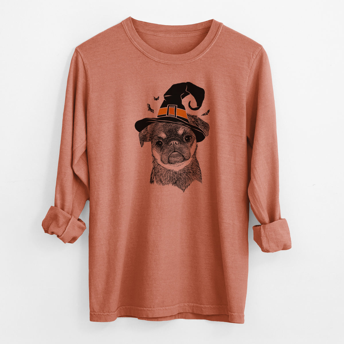 Witch Simone the Brussels Griffon - Men&#39;s Heavyweight 100% Cotton Long Sleeve