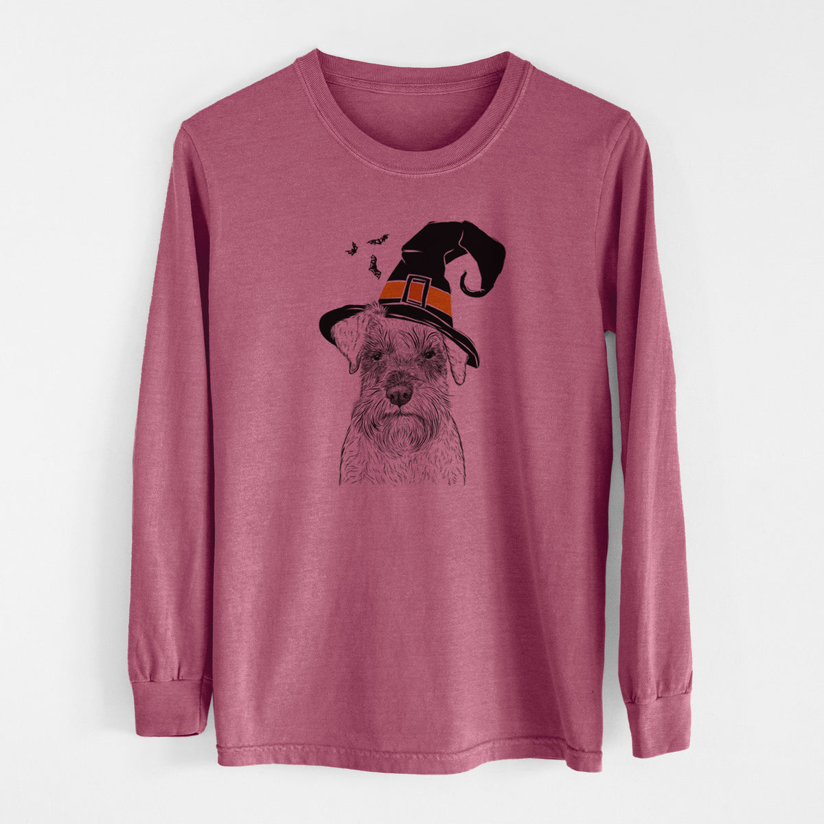 Witch Smokey the Miniature Schnauzer - Men's Heavyweight 100% Cotton Long Sleeve
