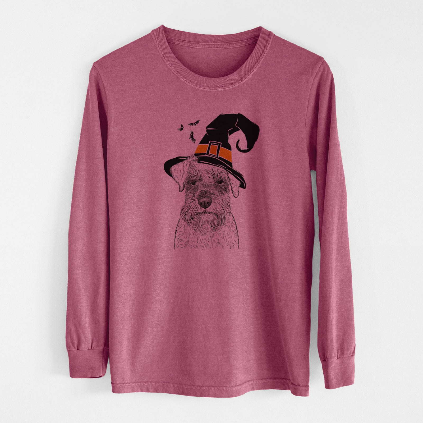 Witch Smokey the Miniature Schnauzer - Men's Heavyweight 100% Cotton Long Sleeve