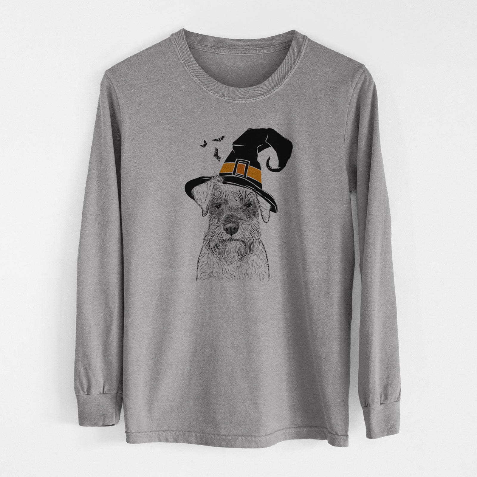 Witch Smokey the Miniature Schnauzer - Men's Heavyweight 100% Cotton Long Sleeve