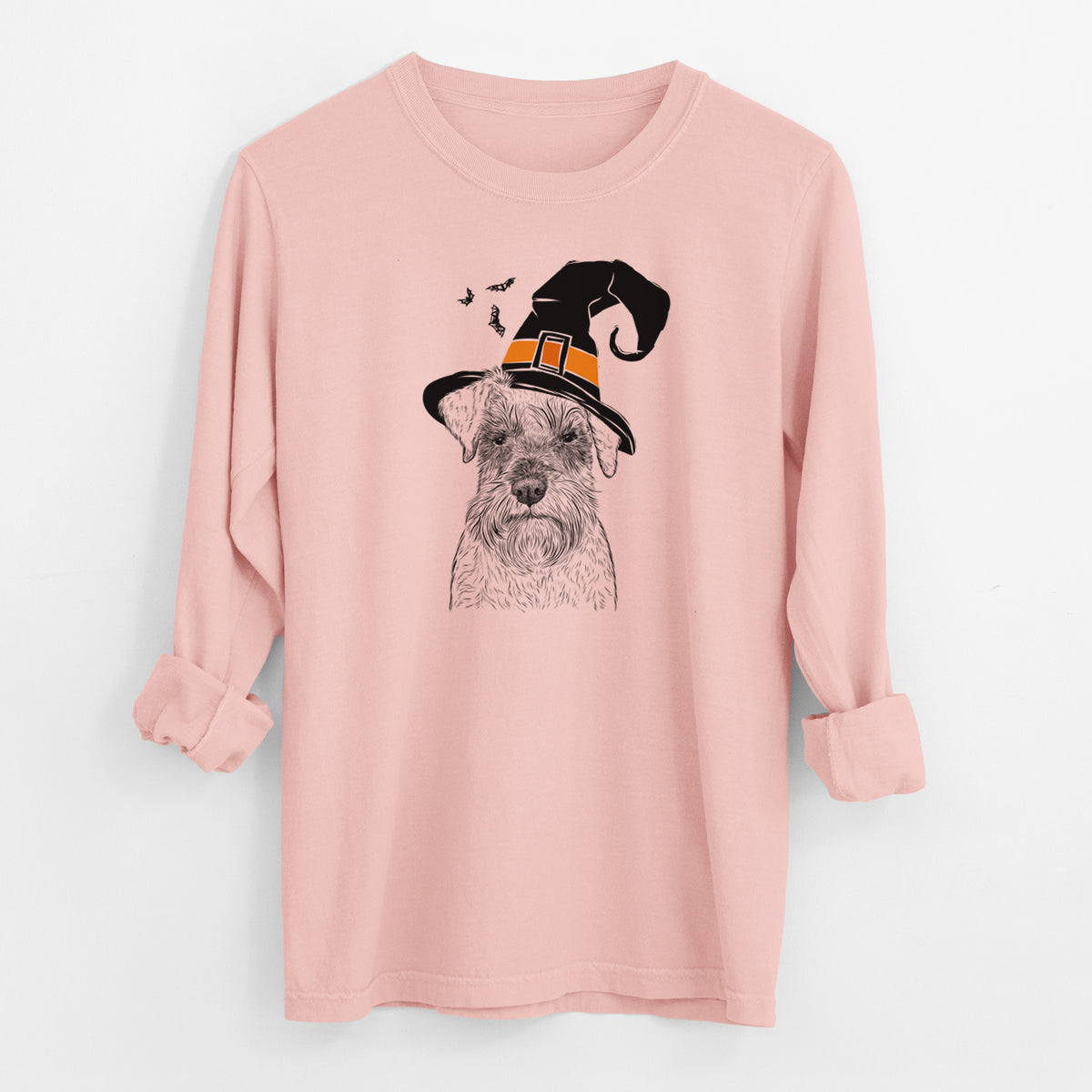 Witch Smokey the Miniature Schnauzer - Men's Heavyweight 100% Cotton Long Sleeve