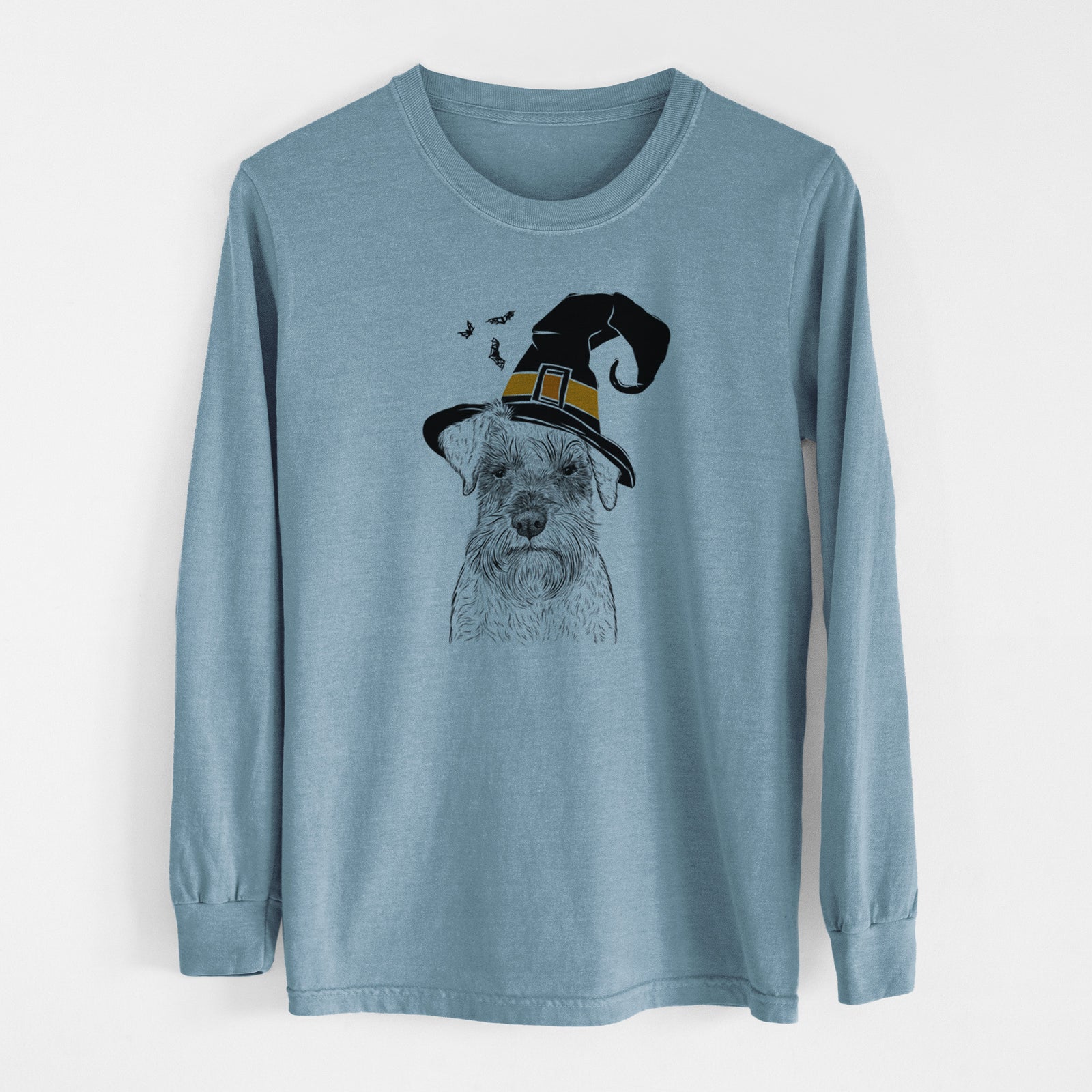 Witch Smokey the Miniature Schnauzer - Men's Heavyweight 100% Cotton Long Sleeve