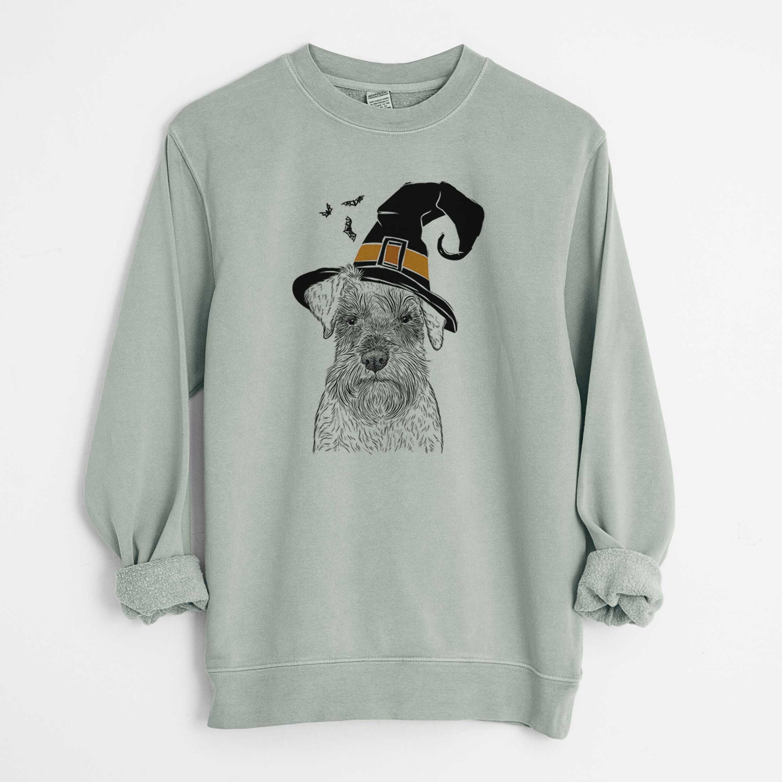 Witch Smokey the Miniature Schnauzer - Unisex Pigment Dyed Crew Sweatshirt