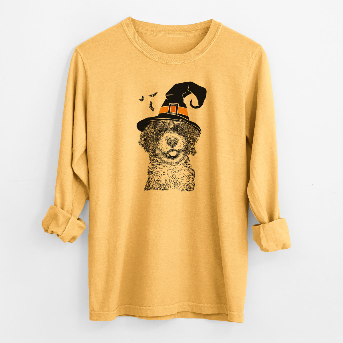 Witch Smoky the Bernedoodle Puppy - Men's Heavyweight 100% Cotton Long Sleeve