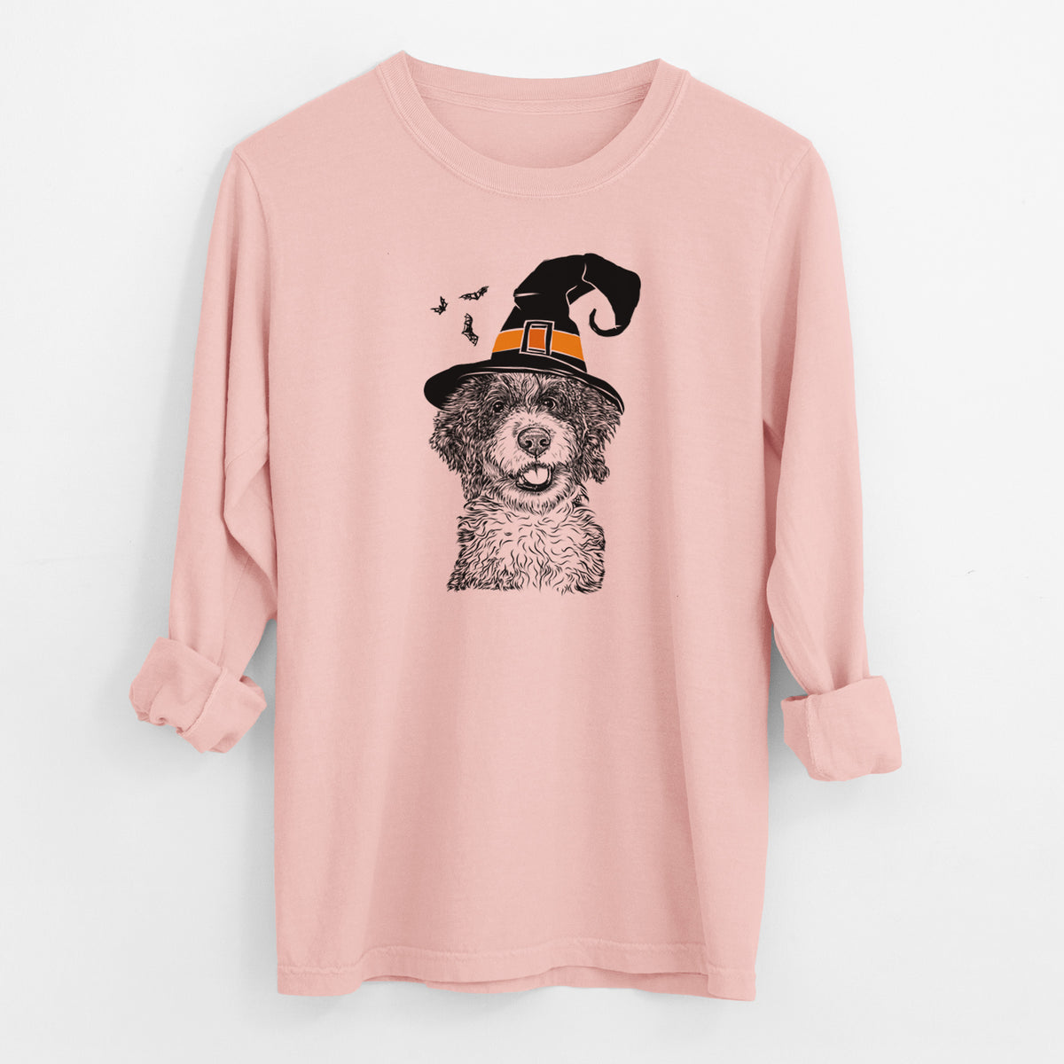 Witch Smoky the Bernedoodle Puppy - Men's Heavyweight 100% Cotton Long Sleeve