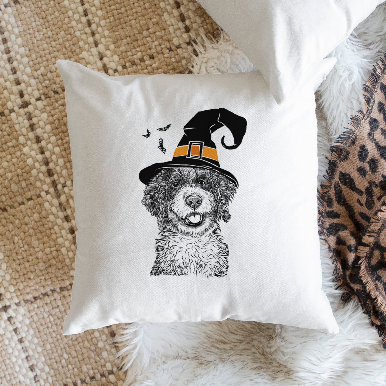 Smoky the Bernedoodle Puppy - Throw Pillow Cover