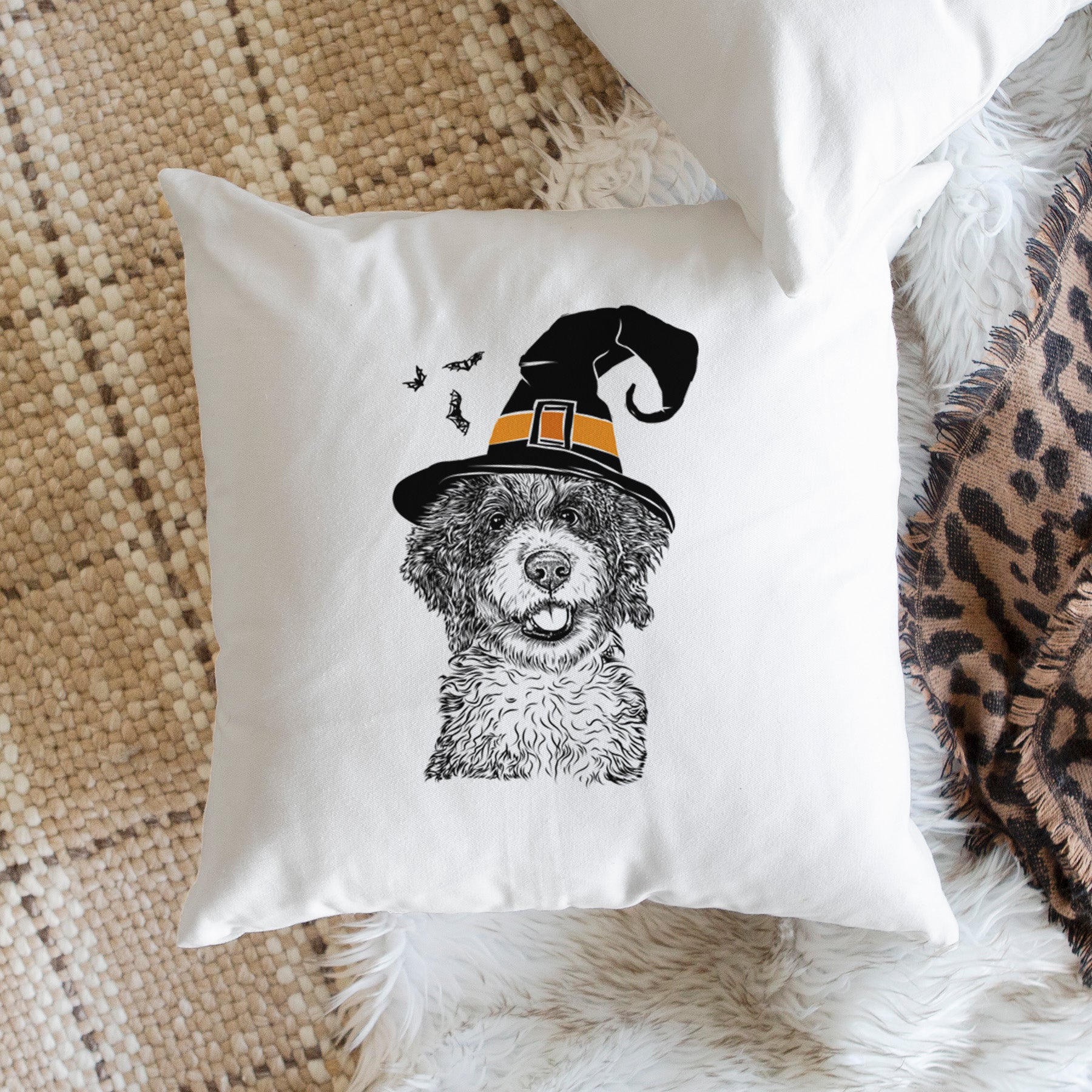 Smoky the Bernedoodle Puppy - Throw Pillow Cover