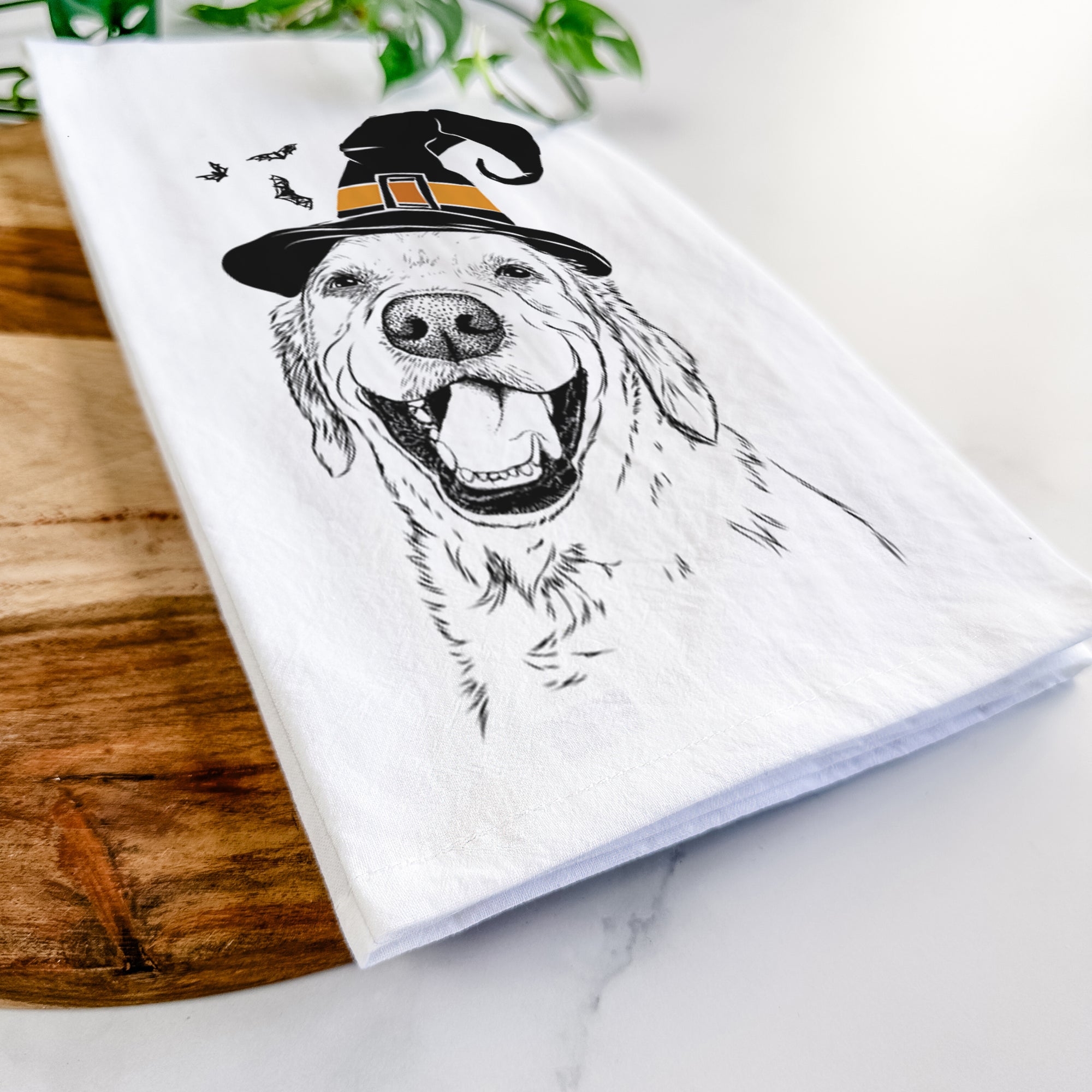 Spanky the Golden Retriever Tea Towel