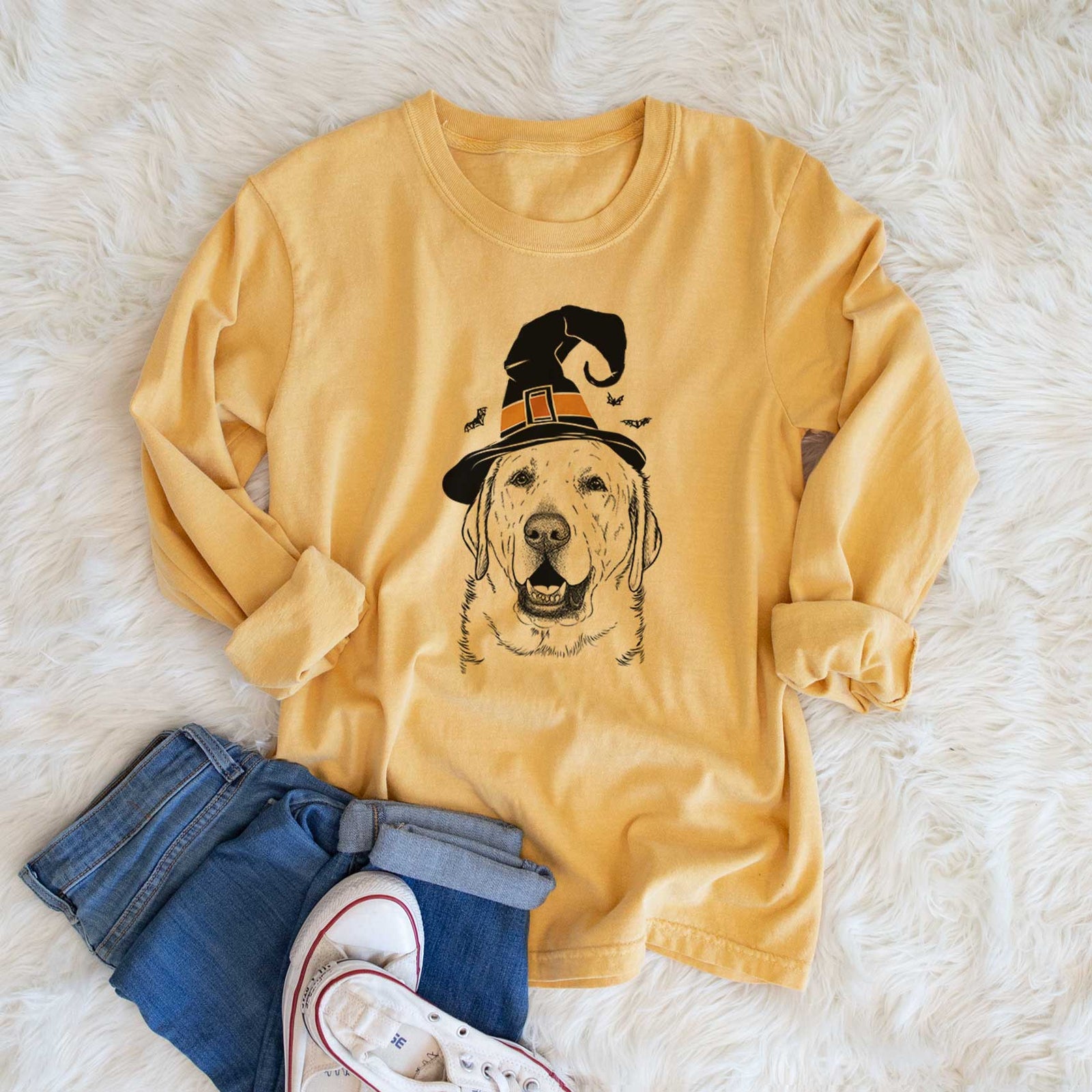 Witch Sparks the Labrador Retriever - Men's Heavyweight 100% Cotton Long Sleeve
