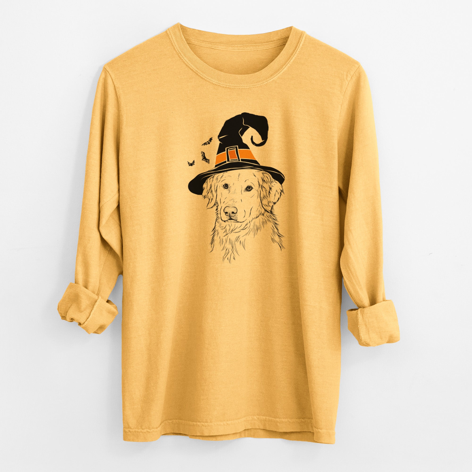 Witch Spencer the Golden Retriever - Men's Heavyweight 100% Cotton Long Sleeve