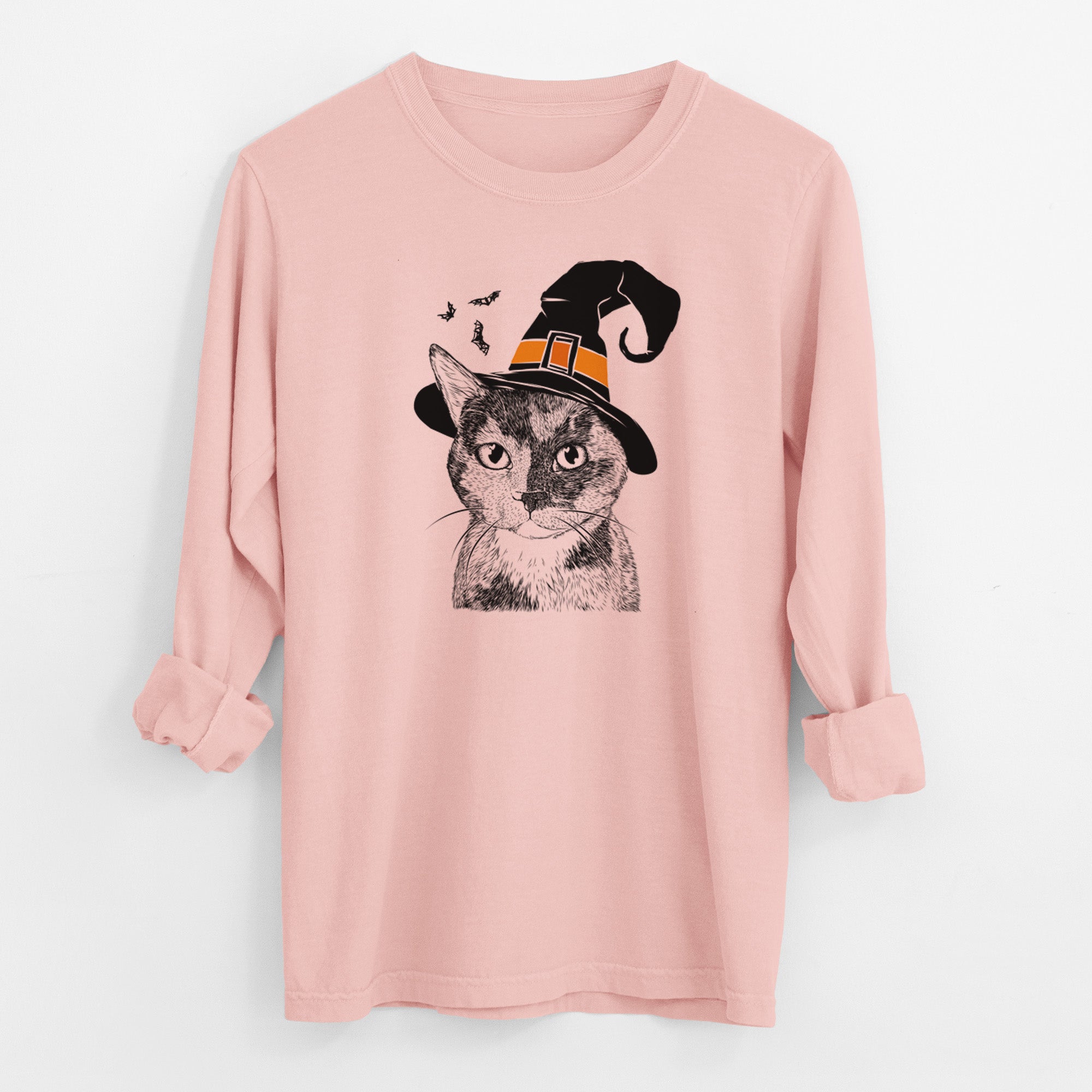 Witch Spooky Kitty the Tortoiseshell Cat - Men's Heavyweight 100% Cotton Long Sleeve