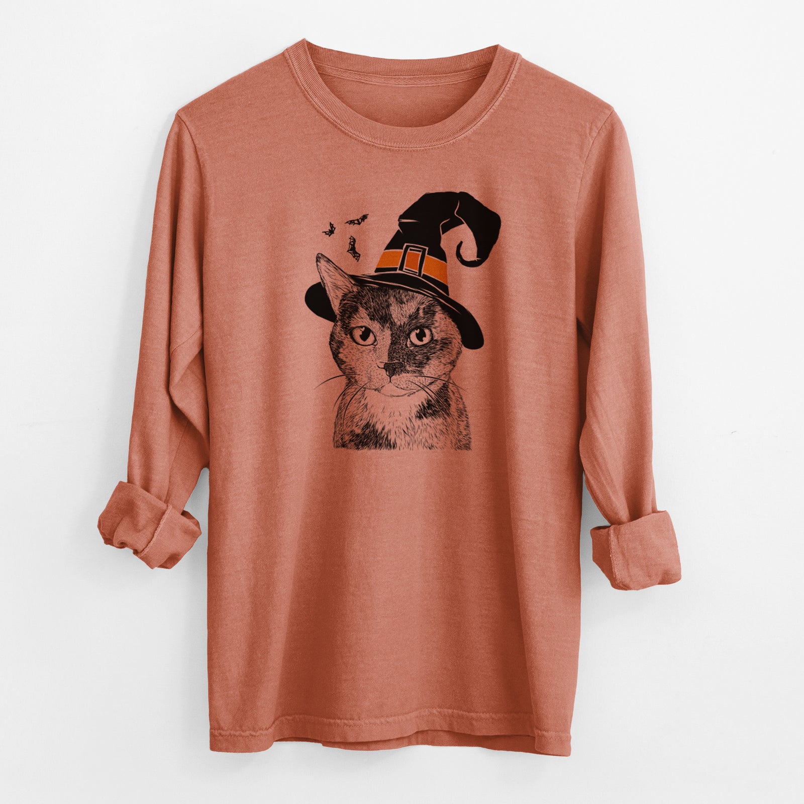 Witch Spooky Kitty the Tortoiseshell Cat - Men's Heavyweight 100% Cotton Long Sleeve