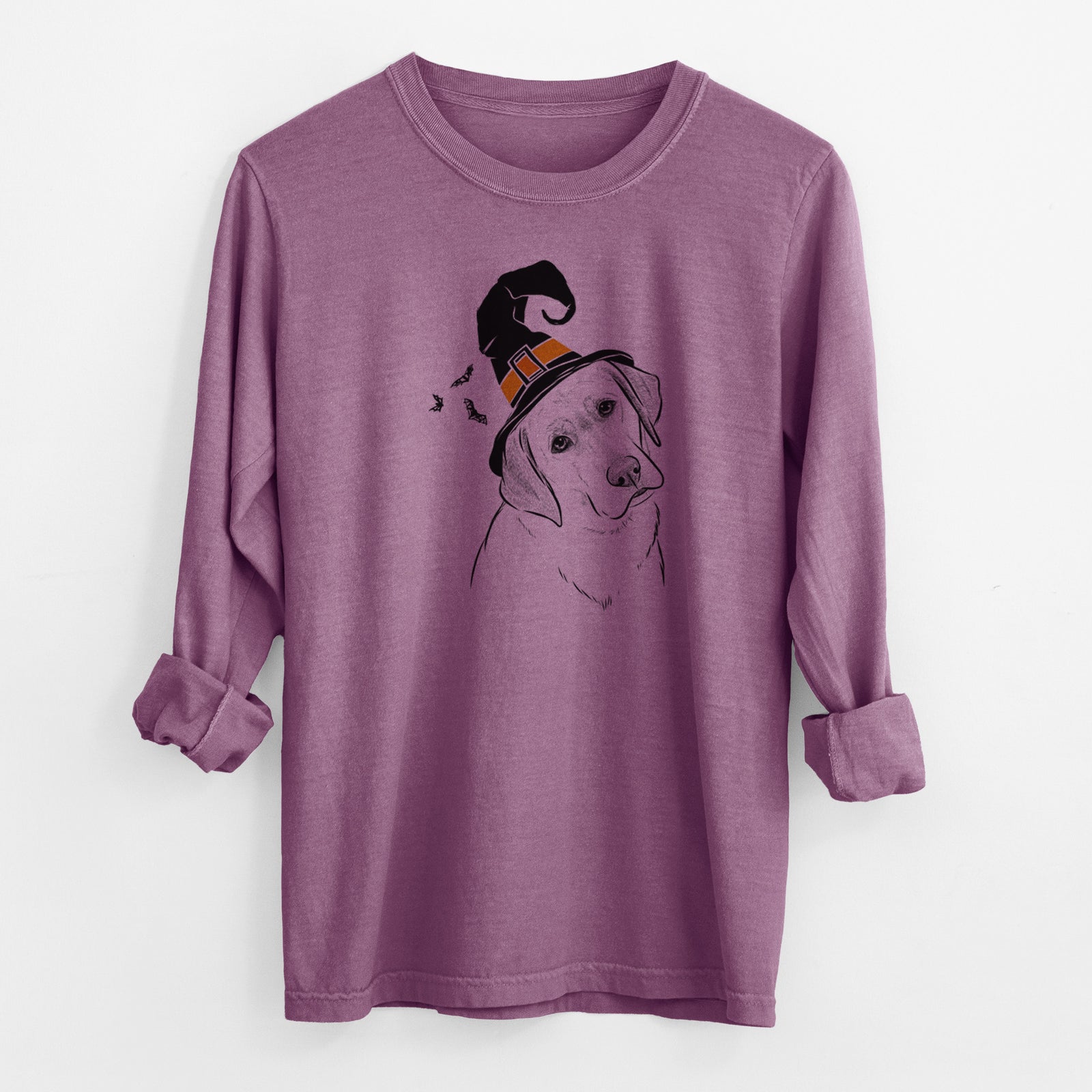 Witch Stella the Yellow Lab - Men's Heavyweight 100% Cotton Long Sleeve