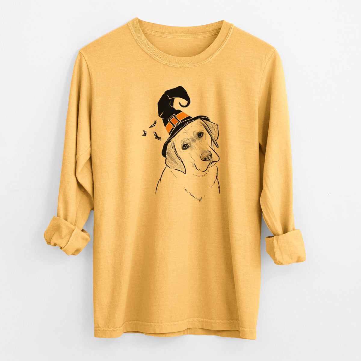 Witch Stella the Yellow Lab - Men's Heavyweight 100% Cotton Long Sleeve