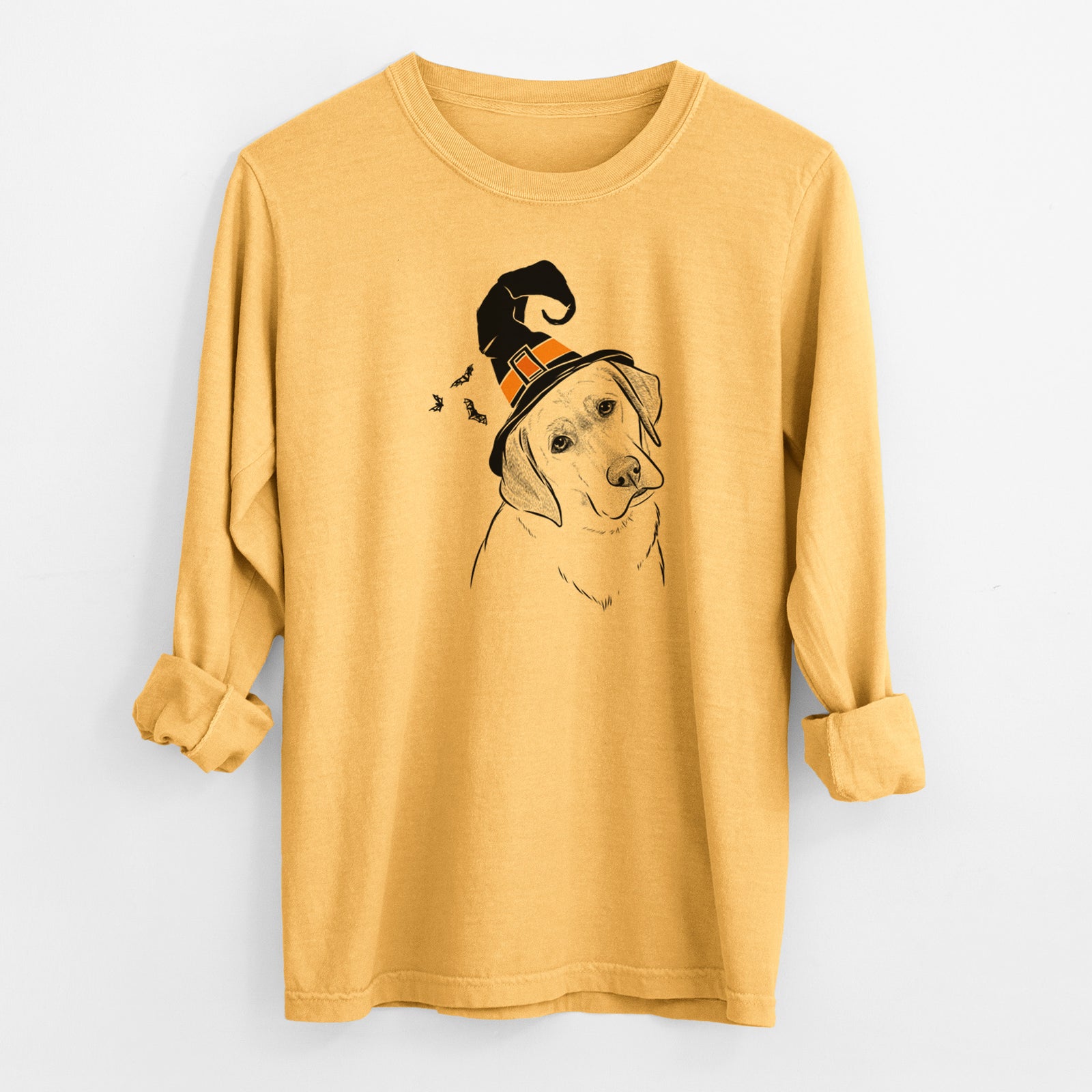 Witch Stella the Yellow Lab - Men's Heavyweight 100% Cotton Long Sleeve