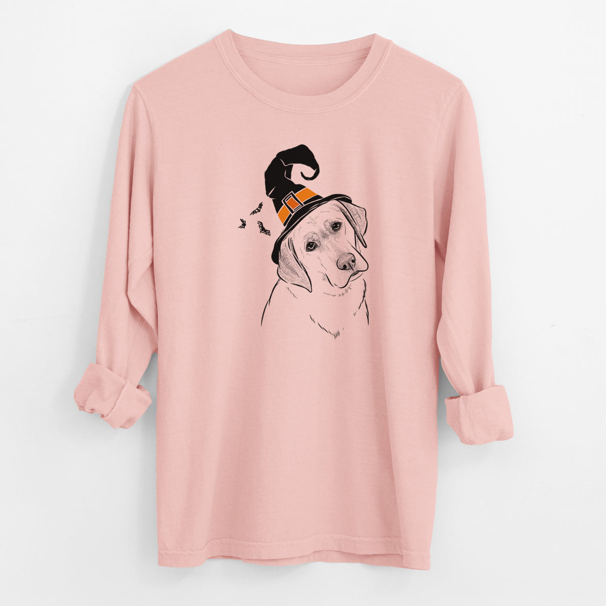 Witch Stella the Yellow Lab - Men's Heavyweight 100% Cotton Long Sleeve