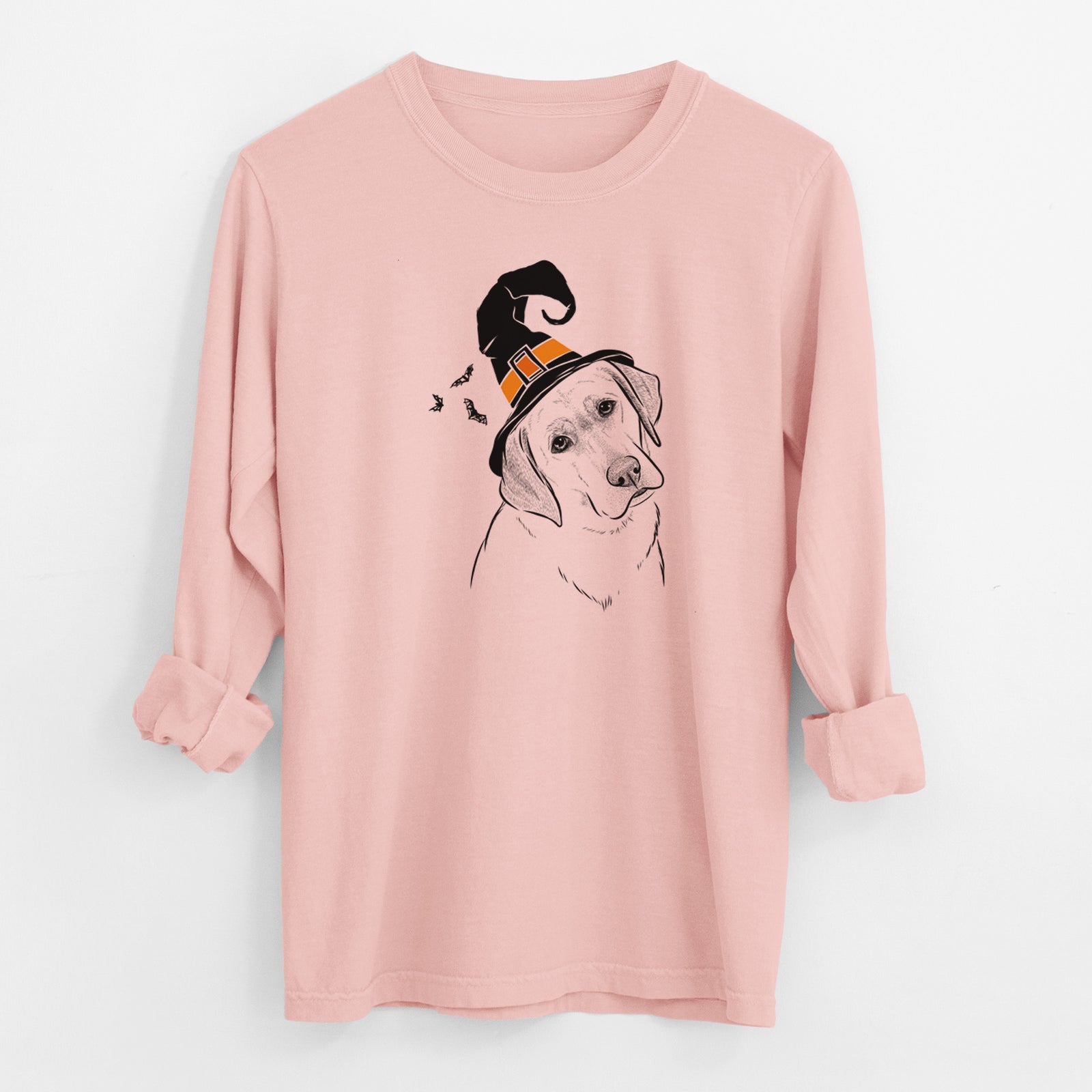 Witch Stella the Yellow Lab - Men's Heavyweight 100% Cotton Long Sleeve