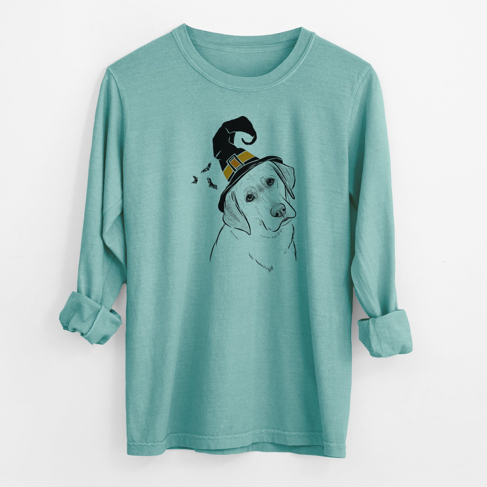 Witch Stella the Yellow Lab - Men's Heavyweight 100% Cotton Long Sleeve