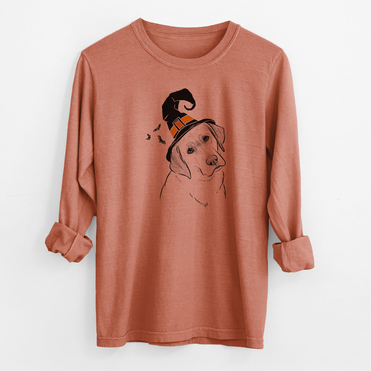 Witch Stella the Yellow Lab - Men's Heavyweight 100% Cotton Long Sleeve