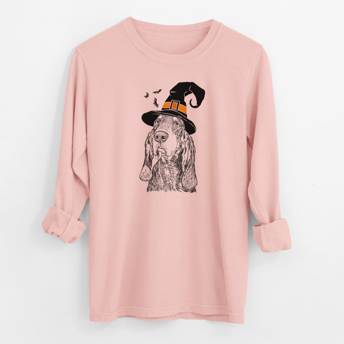 Witch Stu the Black and Tan Coonhound - Men's Heavyweight 100% Cotton Long Sleeve