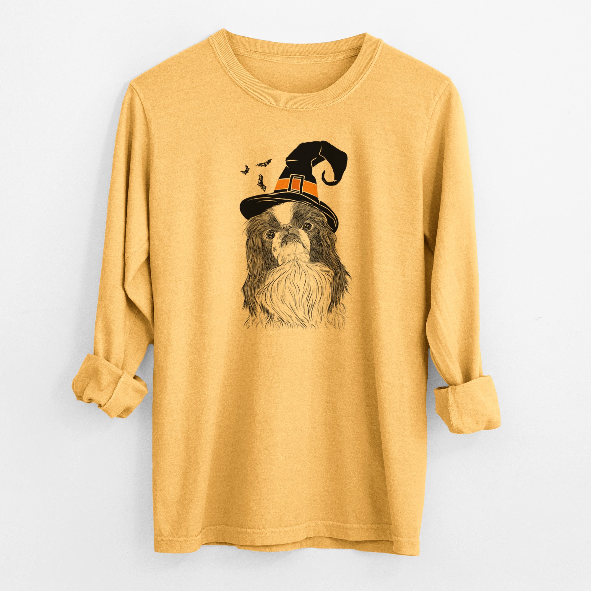 Witch Suki the Japanese Chin - Men's Heavyweight 100% Cotton Long Sleeve