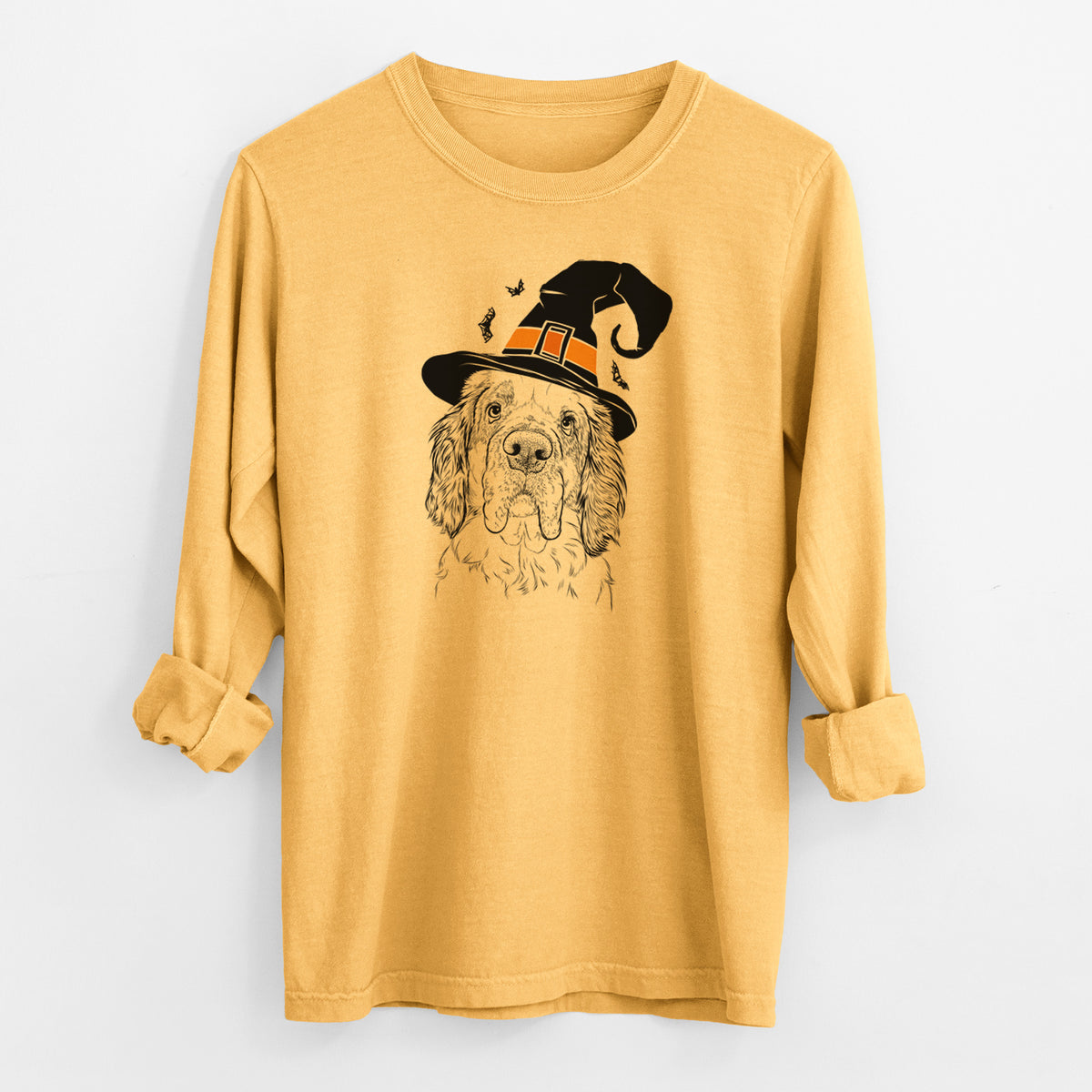 Witch Sully the Clumber Spaniel - Men's Heavyweight 100% Cotton Long Sleeve
