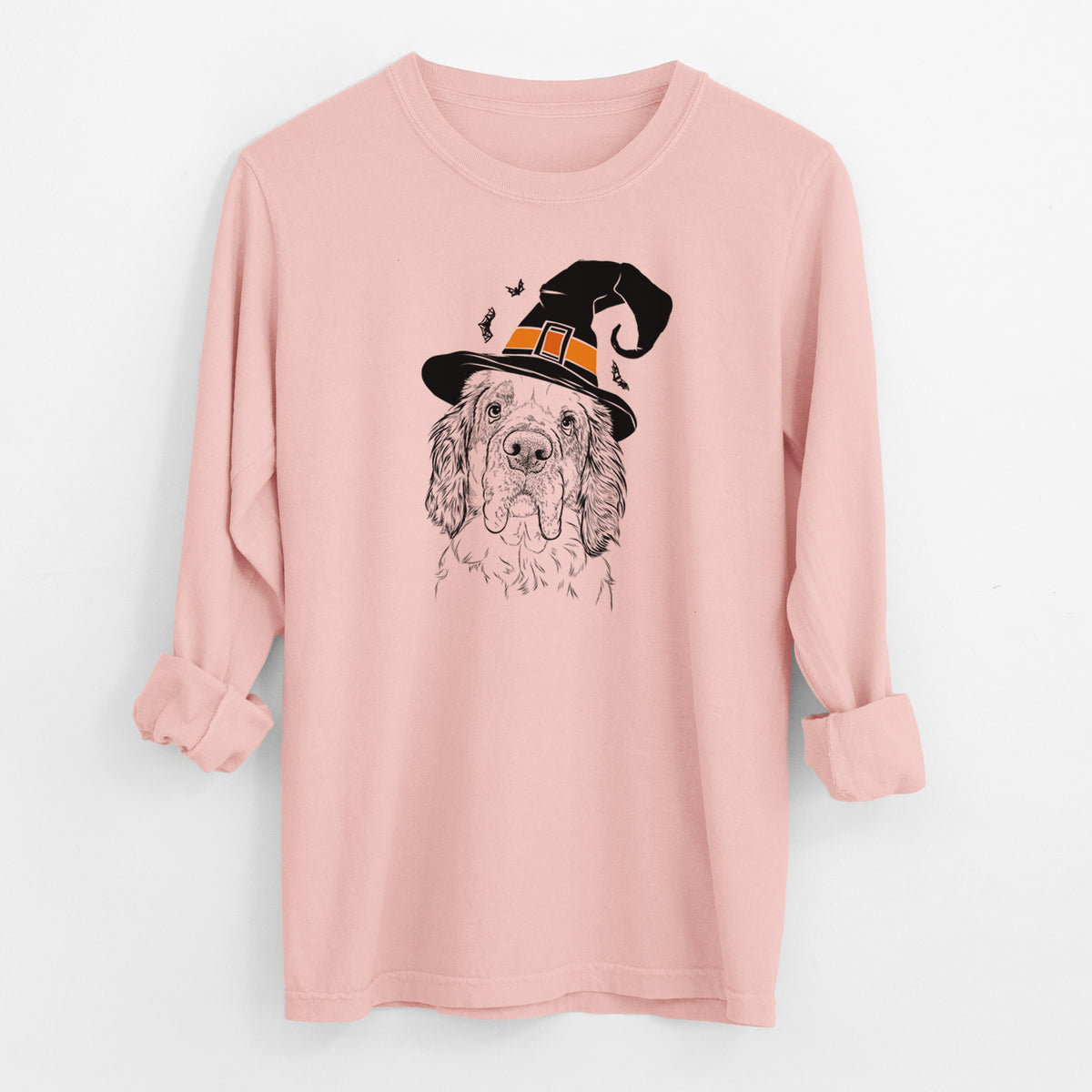 Witch Sully the Clumber Spaniel - Men's Heavyweight 100% Cotton Long Sleeve
