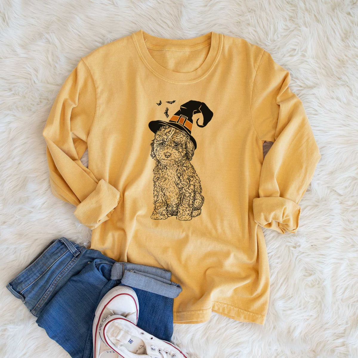 Witch Sweet Tea the Mini Doodle - Men's Heavyweight 100% Cotton Long Sleeve