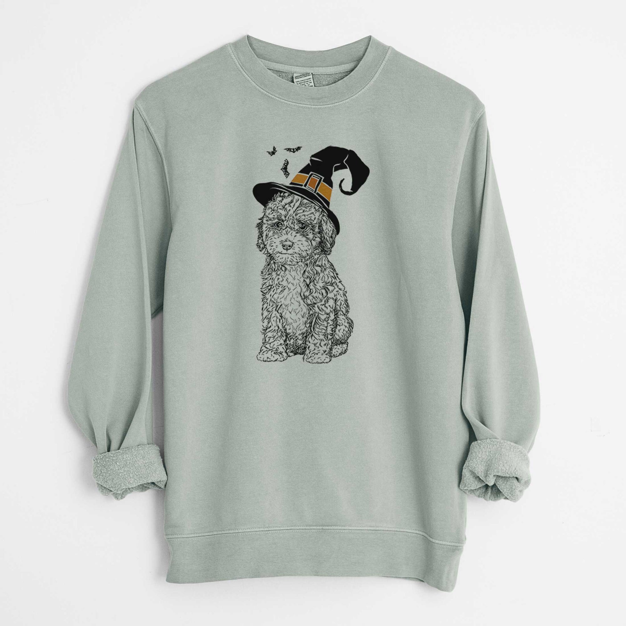 Witch Sweet Tea the Mini Doodle - Unisex Pigment Dyed Crew Sweatshirt