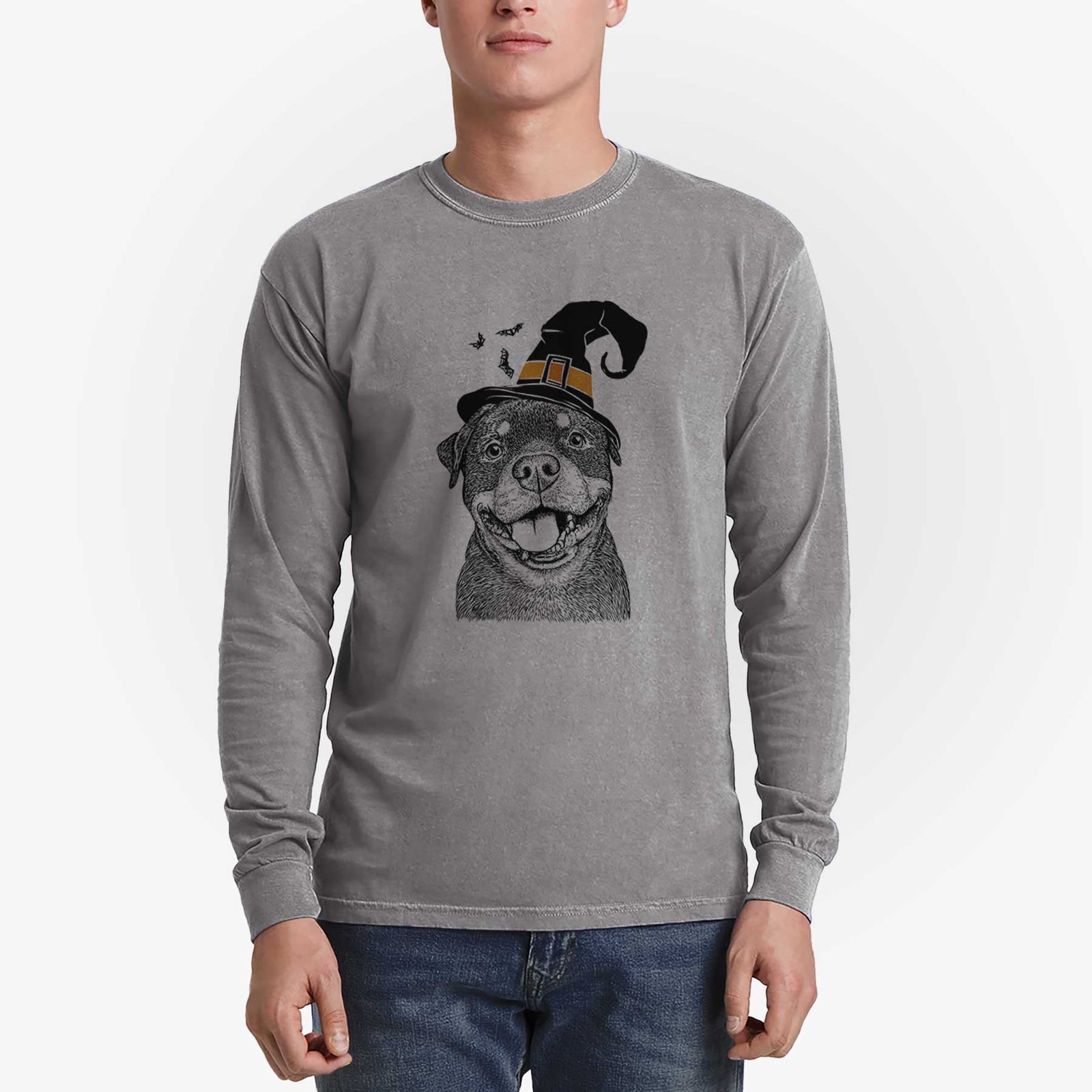 Witch Talos the Rottweiler - Men's Heavyweight 100% Cotton Long Sleeve