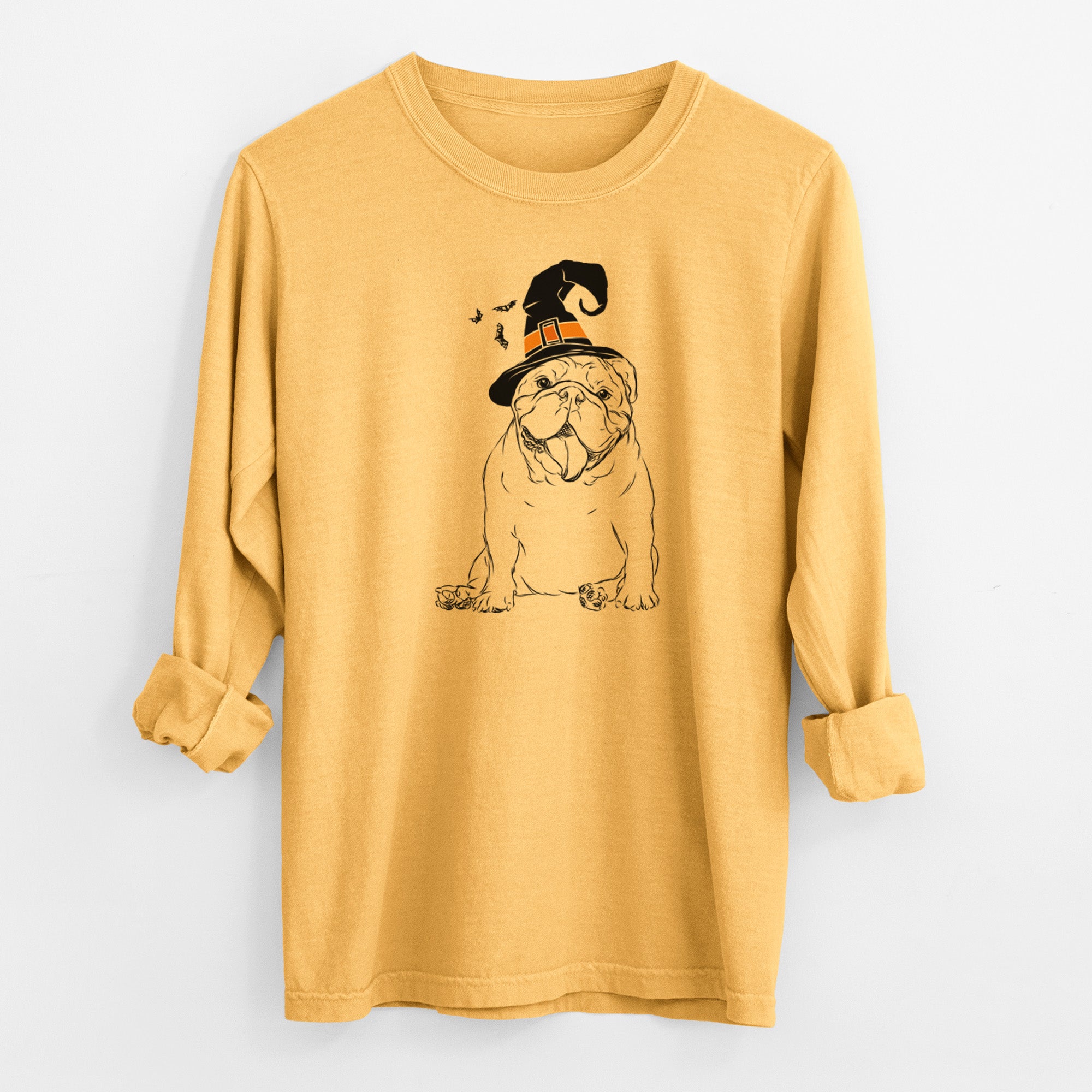 Witch Tank the English Bulldog - Men's Heavyweight 100% Cotton Long Sleeve