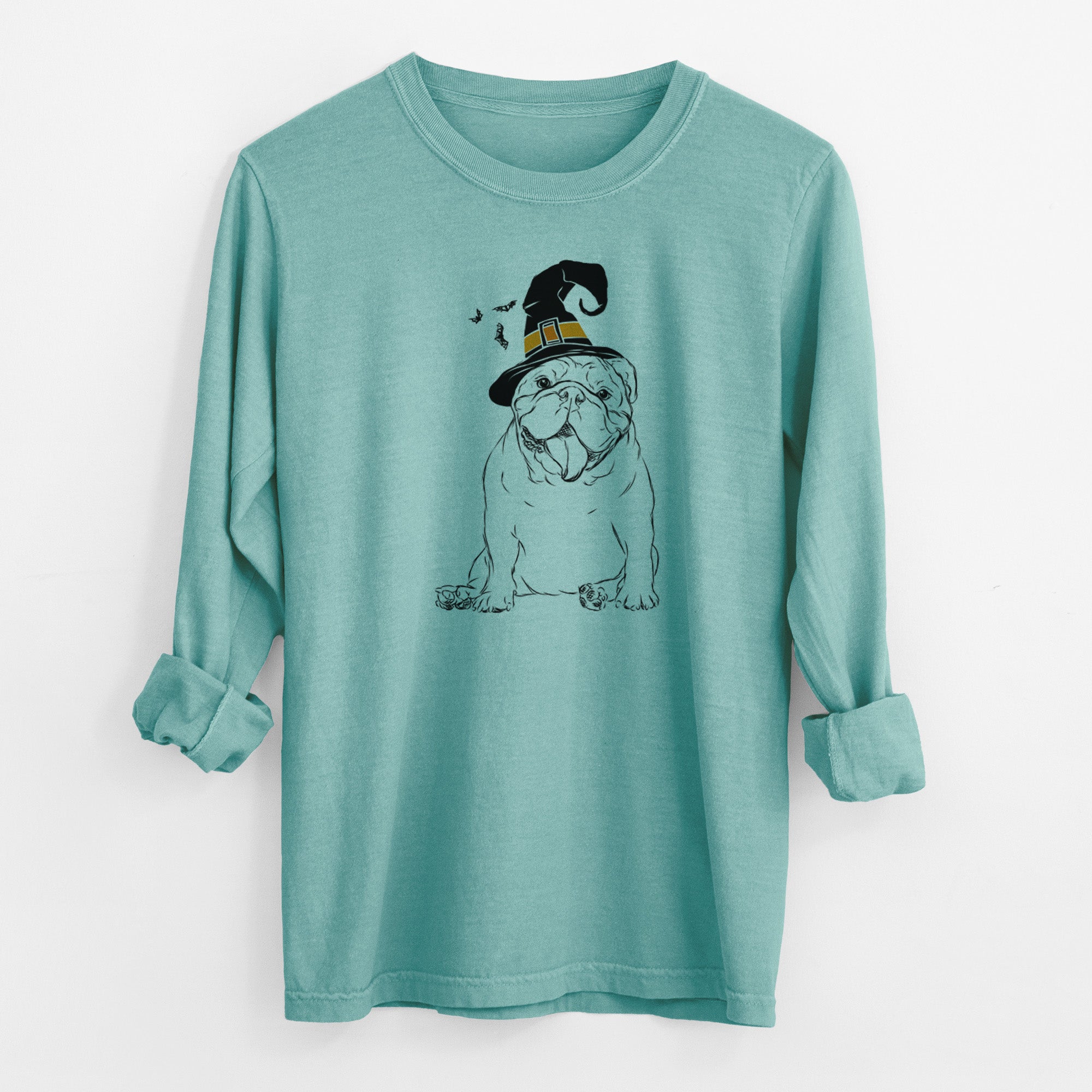 Witch Tank the English Bulldog - Men's Heavyweight 100% Cotton Long Sleeve