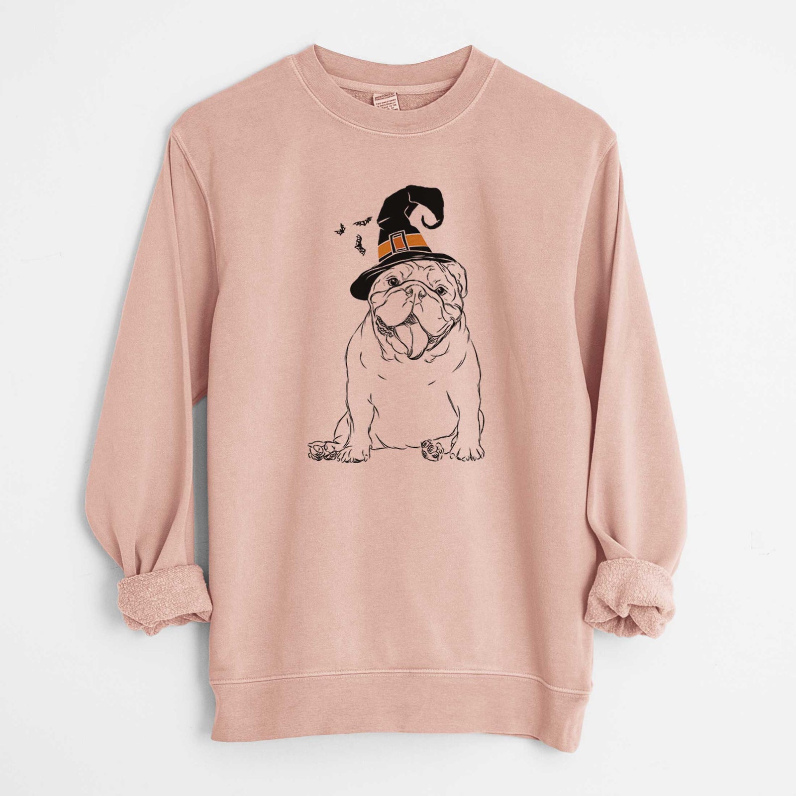 Witch Tank the English Bulldog - Unisex Pigment Dyed Crew Sweatshirt