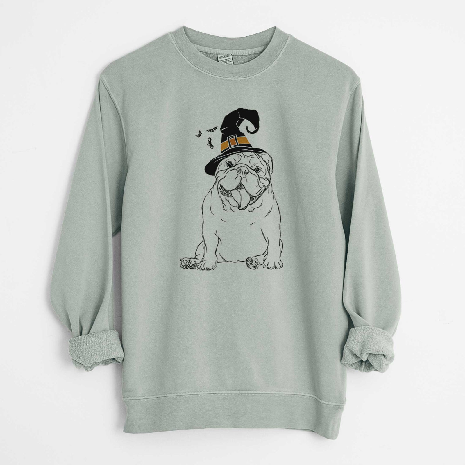 Witch Tank the English Bulldog - Unisex Pigment Dyed Crew Sweatshirt