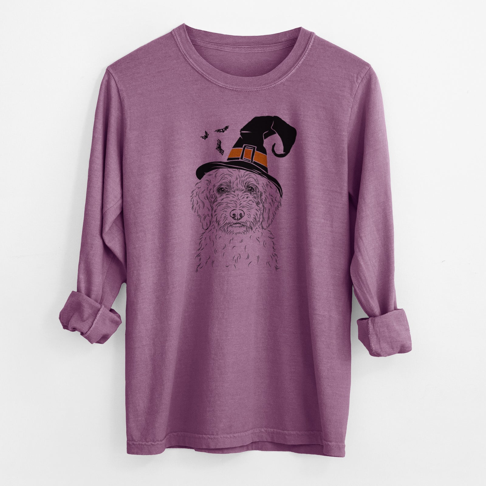 Witch Teddy the Labradoodle - Men's Heavyweight 100% Cotton Long Sleeve
