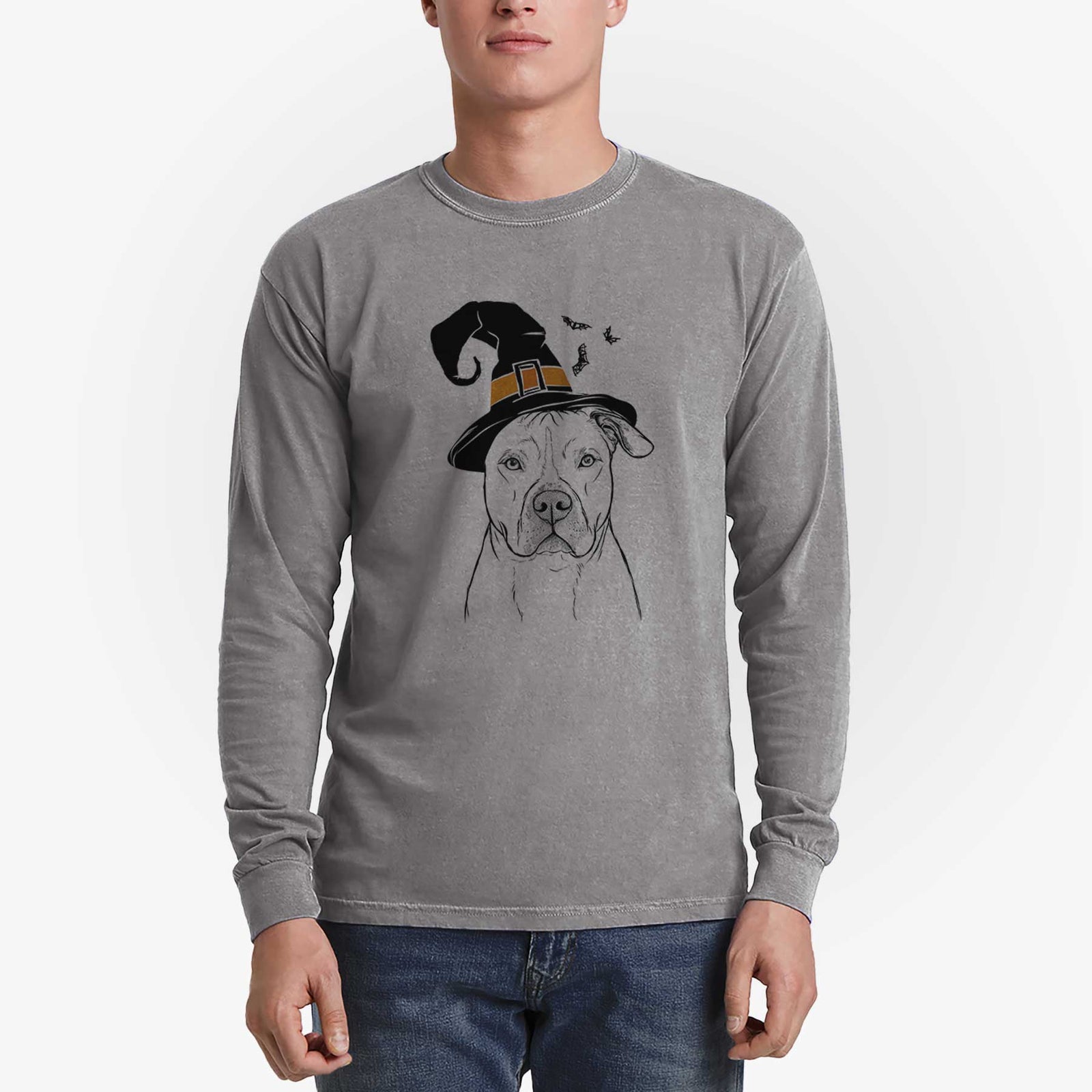 Witch Teddy Jam the Pitbull - Men's Heavyweight 100% Cotton Long Sleeve