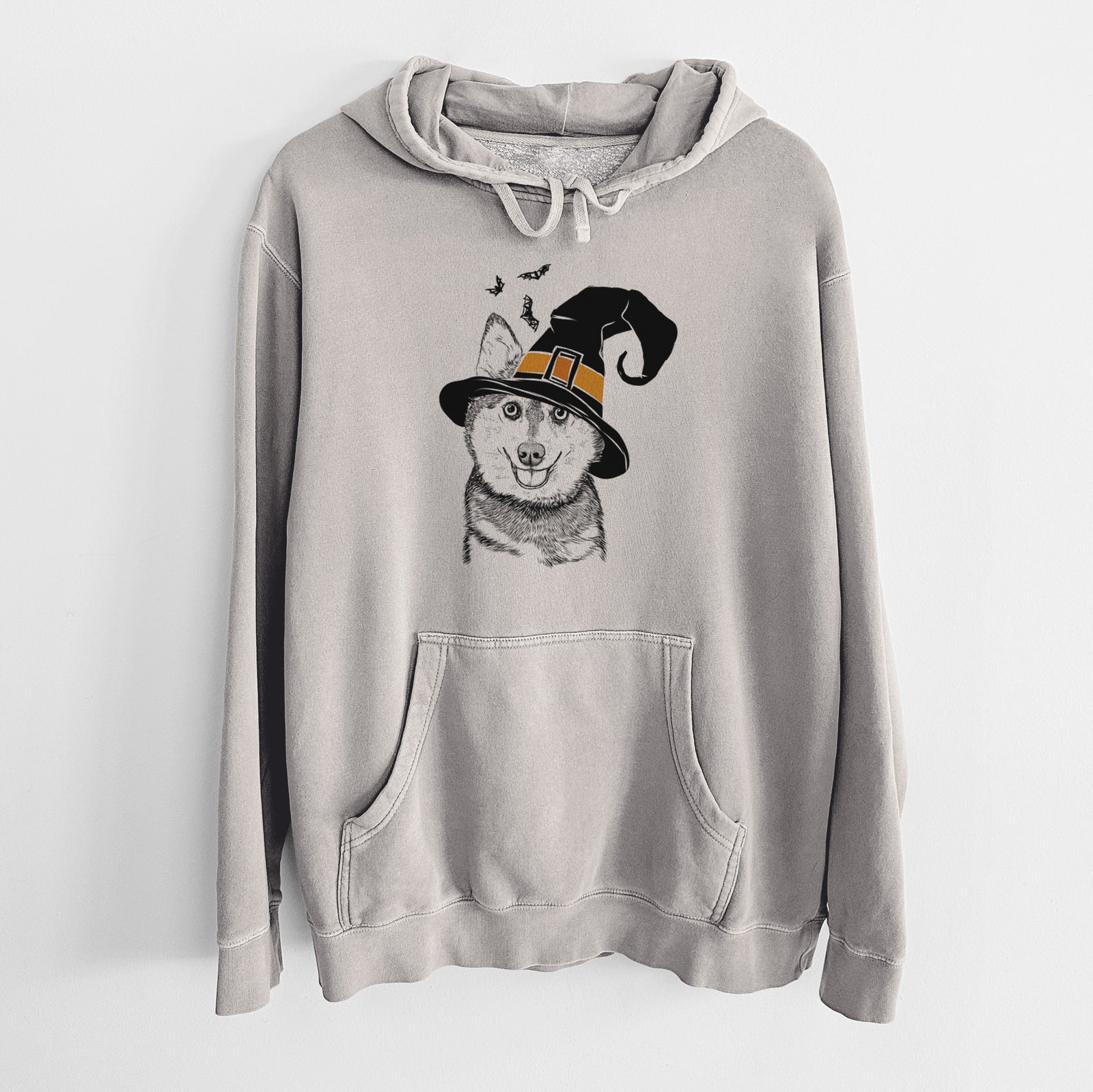 Witch Tellie the Alaskan Klee Kai - Unisex Pigment Dyed Hoodie