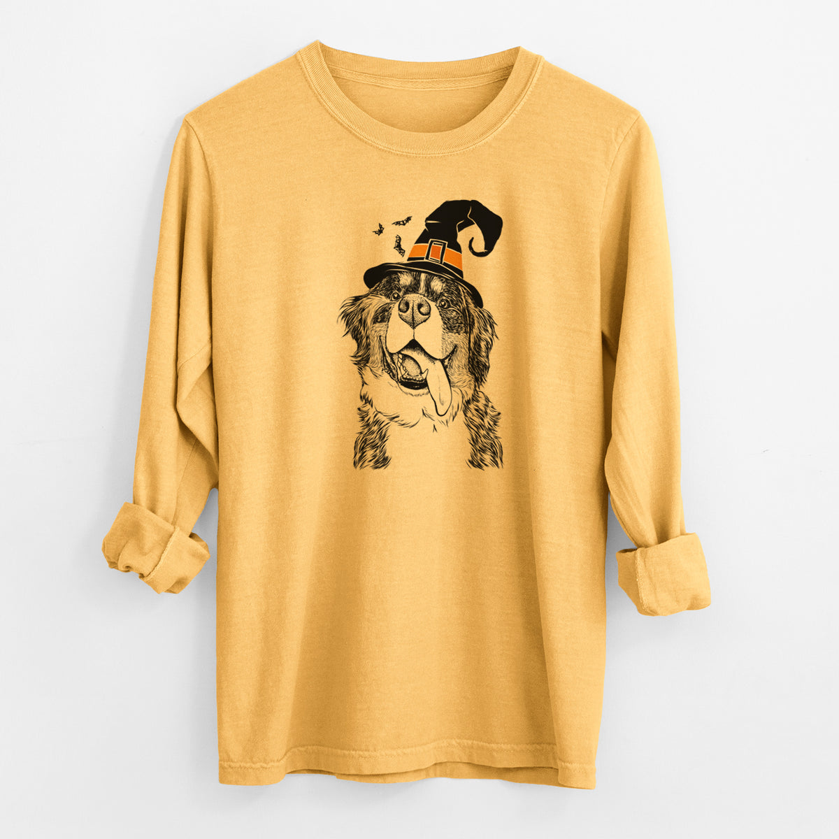 Witch Theo the Bernese Mountain Dog - Men's Heavyweight 100% Cotton Long Sleeve