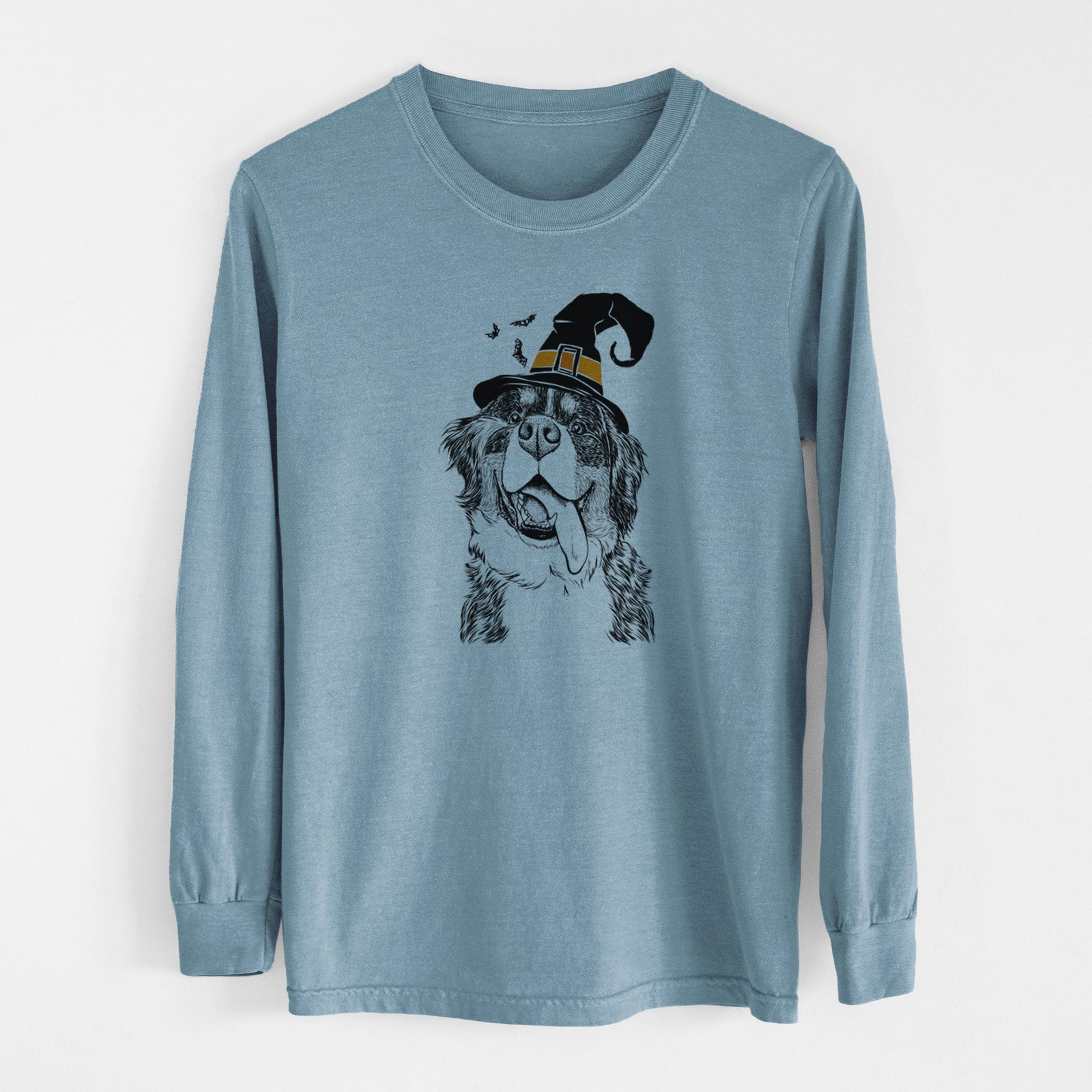 Witch Theo the Bernese Mountain Dog - Men's Heavyweight 100% Cotton Long Sleeve