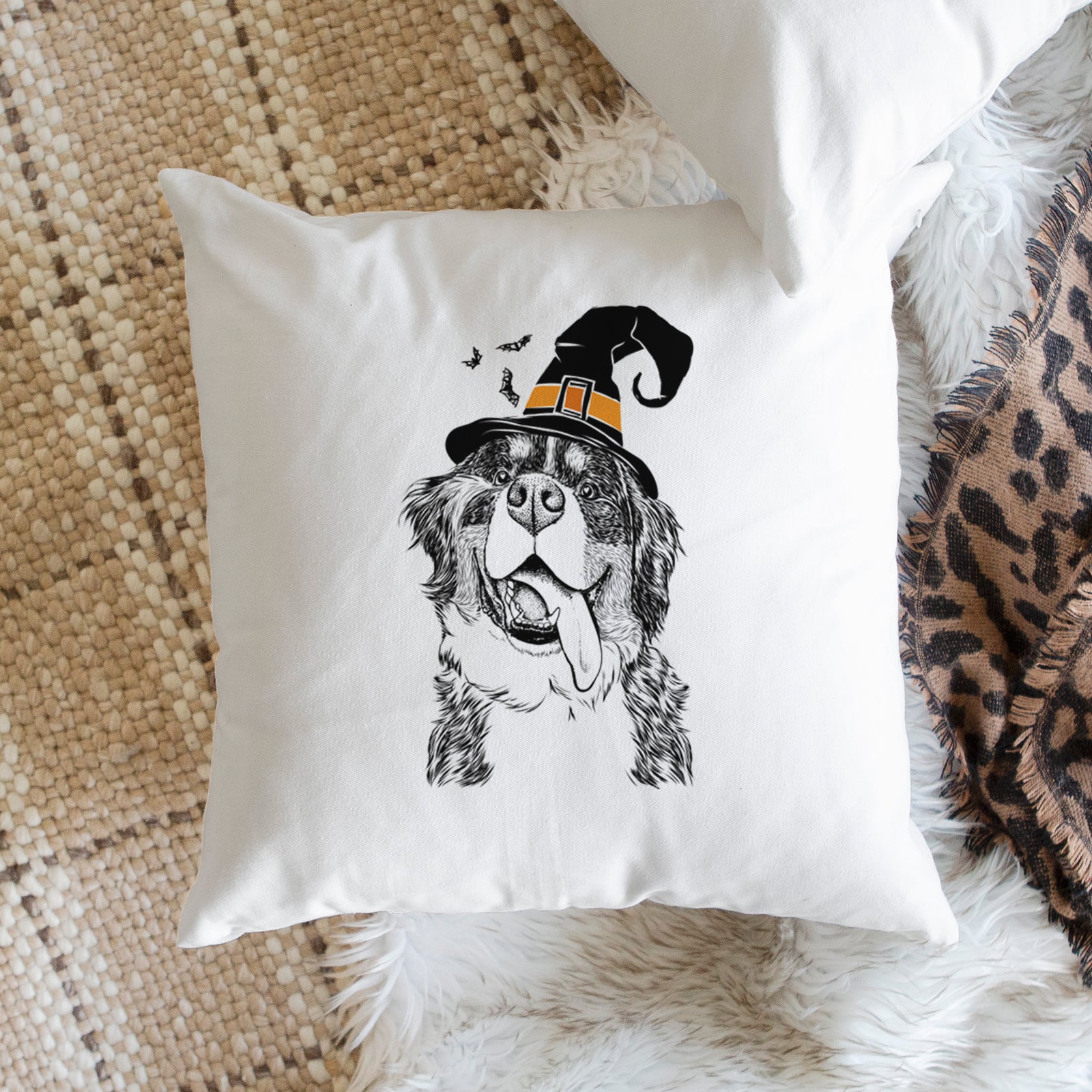 Theo the Bernese Mountain Dog - Throw Pillow Cover