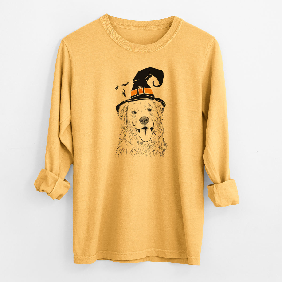 Witch Ticket the Golden Retriever - Men's Heavyweight 100% Cotton Long Sleeve