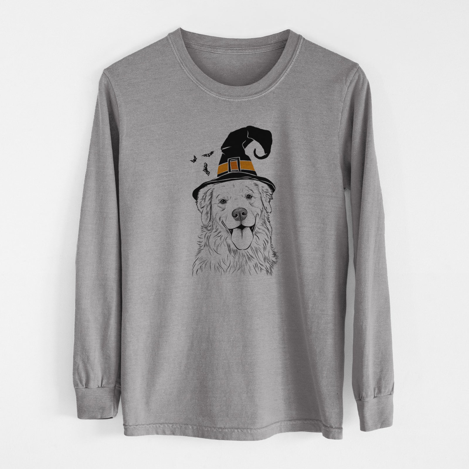 Witch Ticket the Golden Retriever - Men's Heavyweight 100% Cotton Long Sleeve