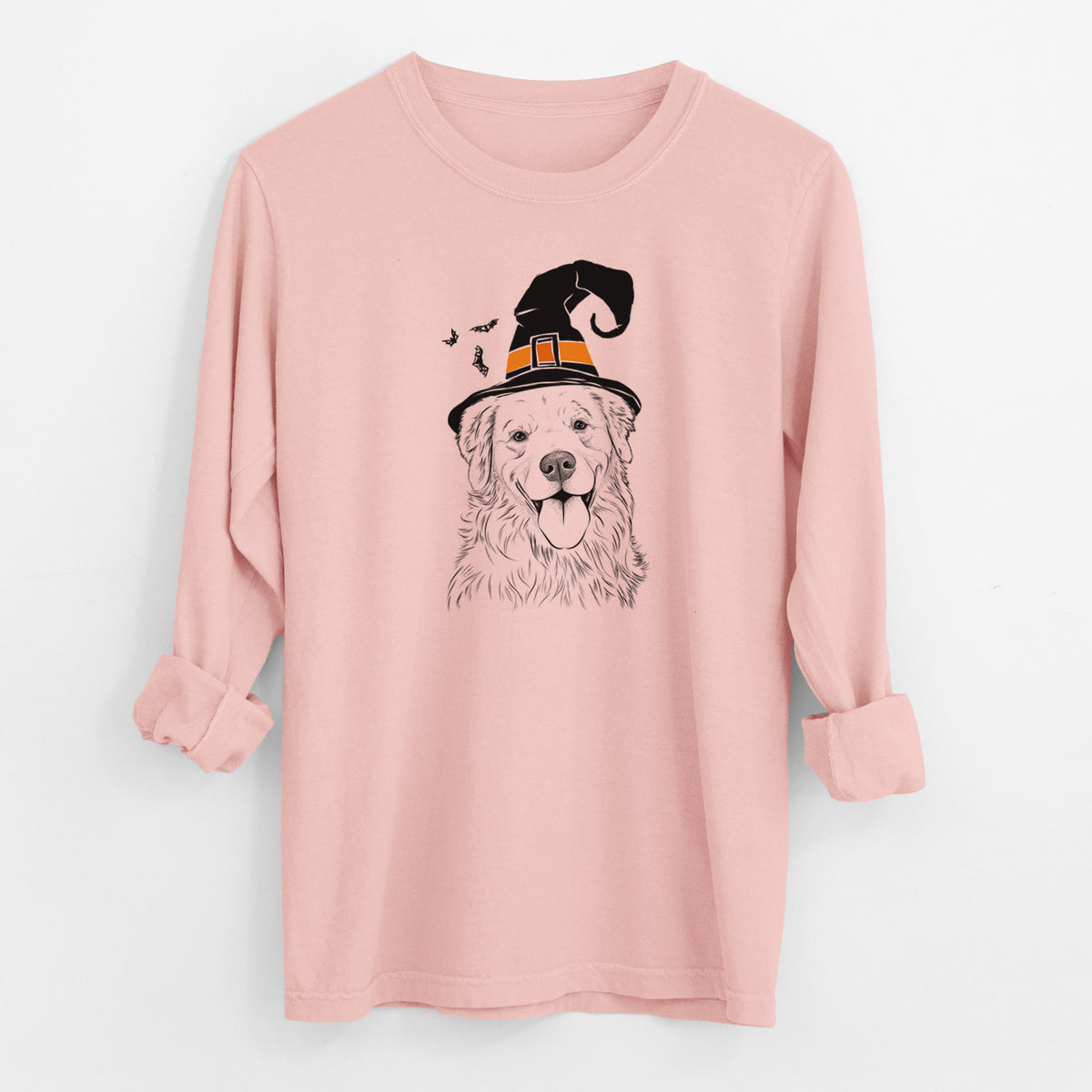 Witch Ticket the Golden Retriever - Men's Heavyweight 100% Cotton Long Sleeve