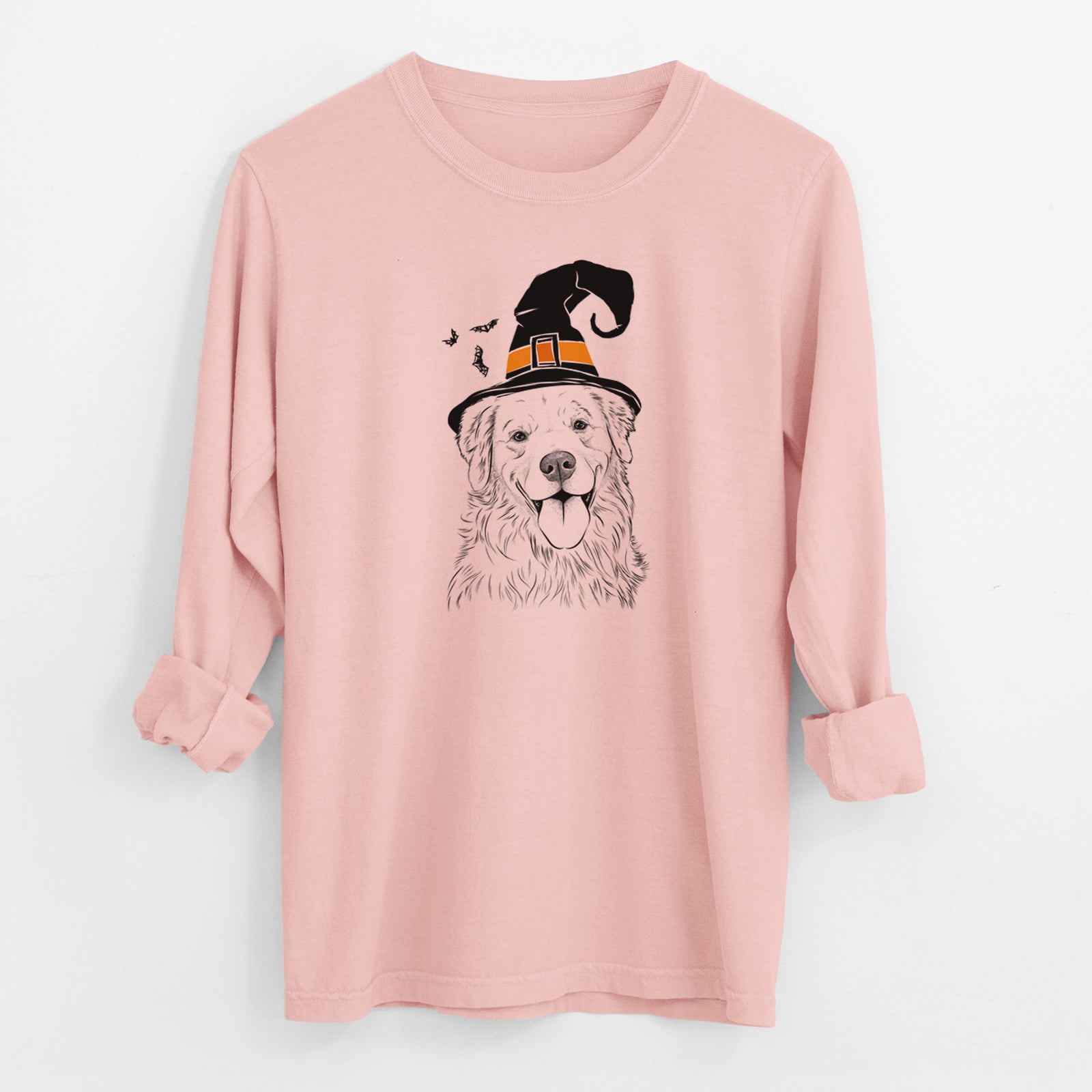 Witch Ticket the Golden Retriever - Men's Heavyweight 100% Cotton Long Sleeve
