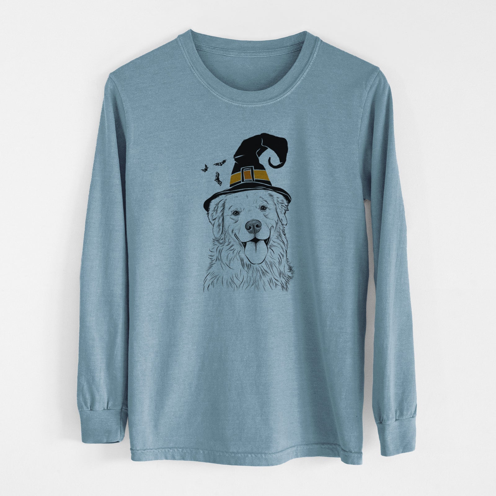 Witch Ticket the Golden Retriever - Men's Heavyweight 100% Cotton Long Sleeve