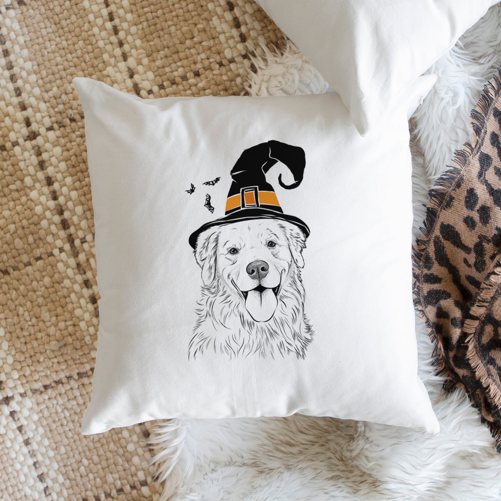 Ticket the Golden Retriever - Throw Pillow Cover