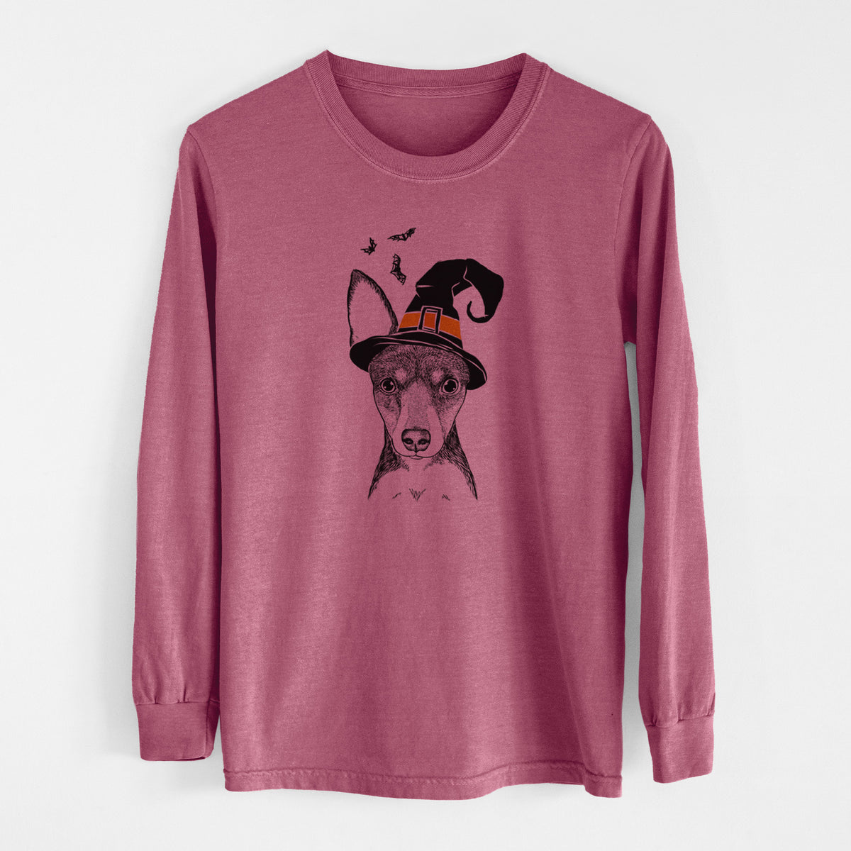 Witch Tiny the Toy Fox Terrier - Men's Heavyweight 100% Cotton Long Sleeve
