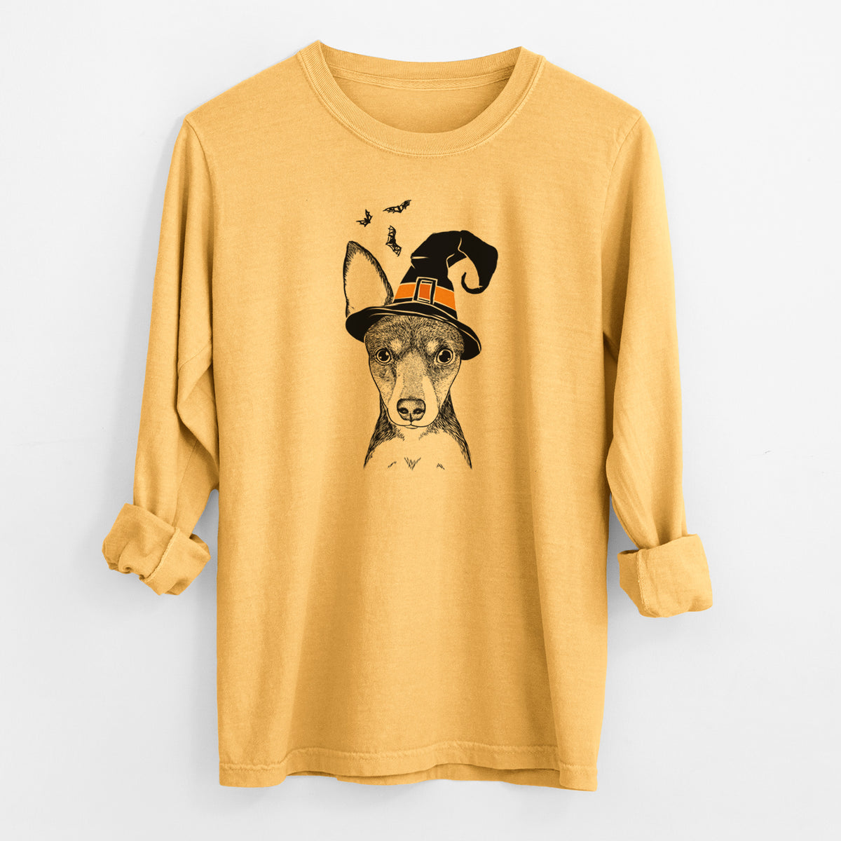 Witch Tiny the Toy Fox Terrier - Men's Heavyweight 100% Cotton Long Sleeve