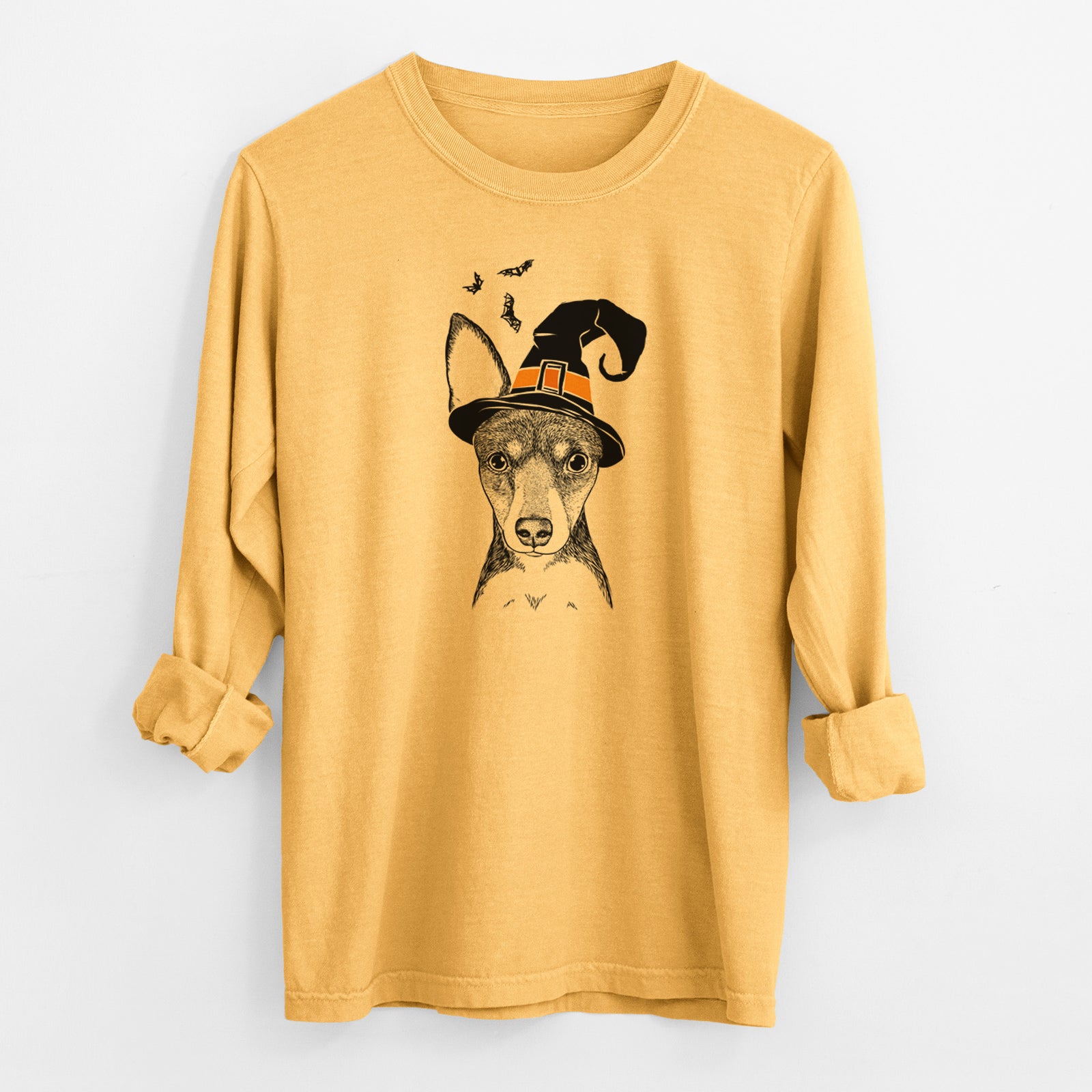 Witch Tiny the Toy Fox Terrier - Men's Heavyweight 100% Cotton Long Sleeve